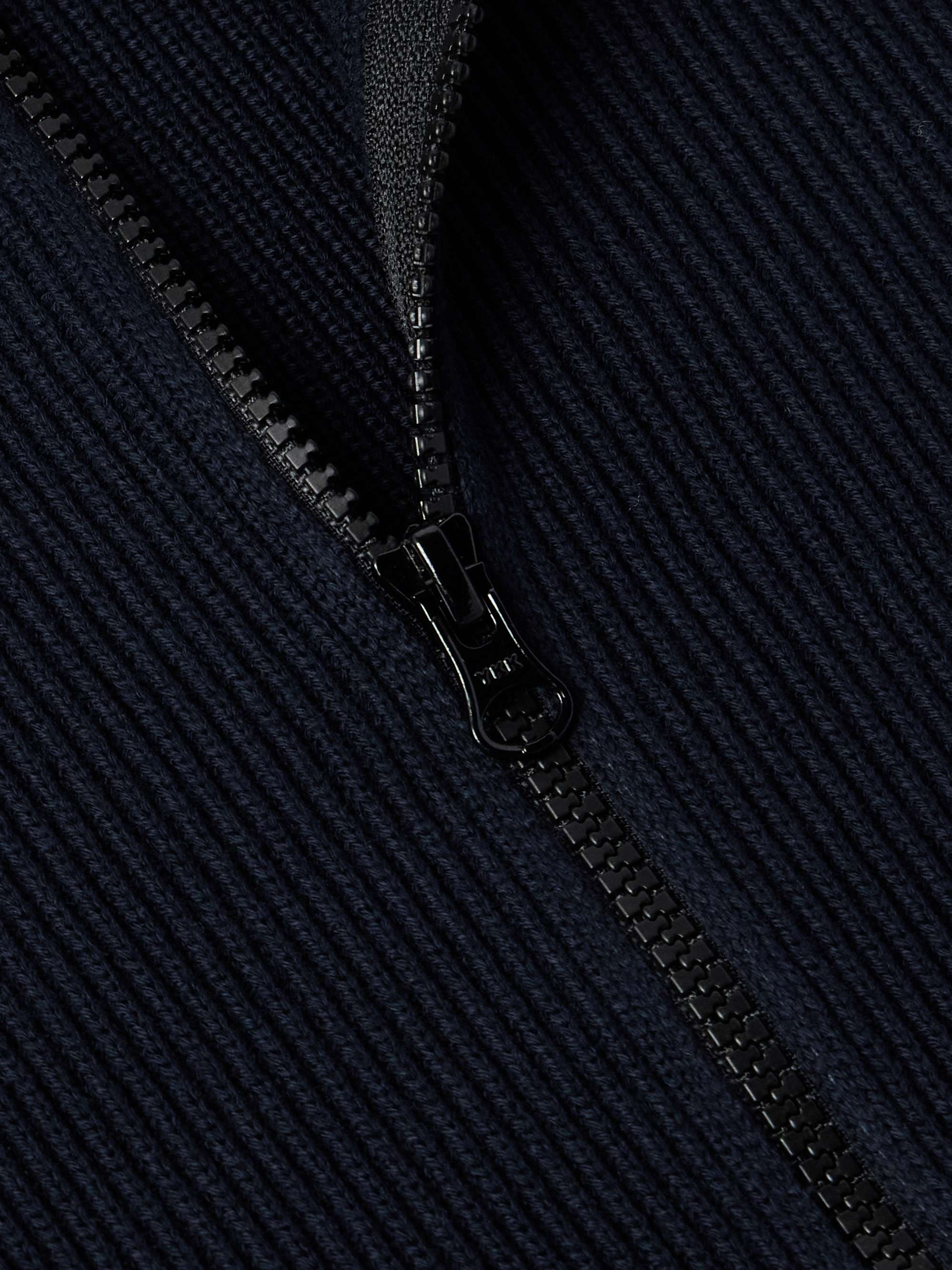 Logo-Appliquéd Ribbed-Knit Organic Cotton Cardigan view