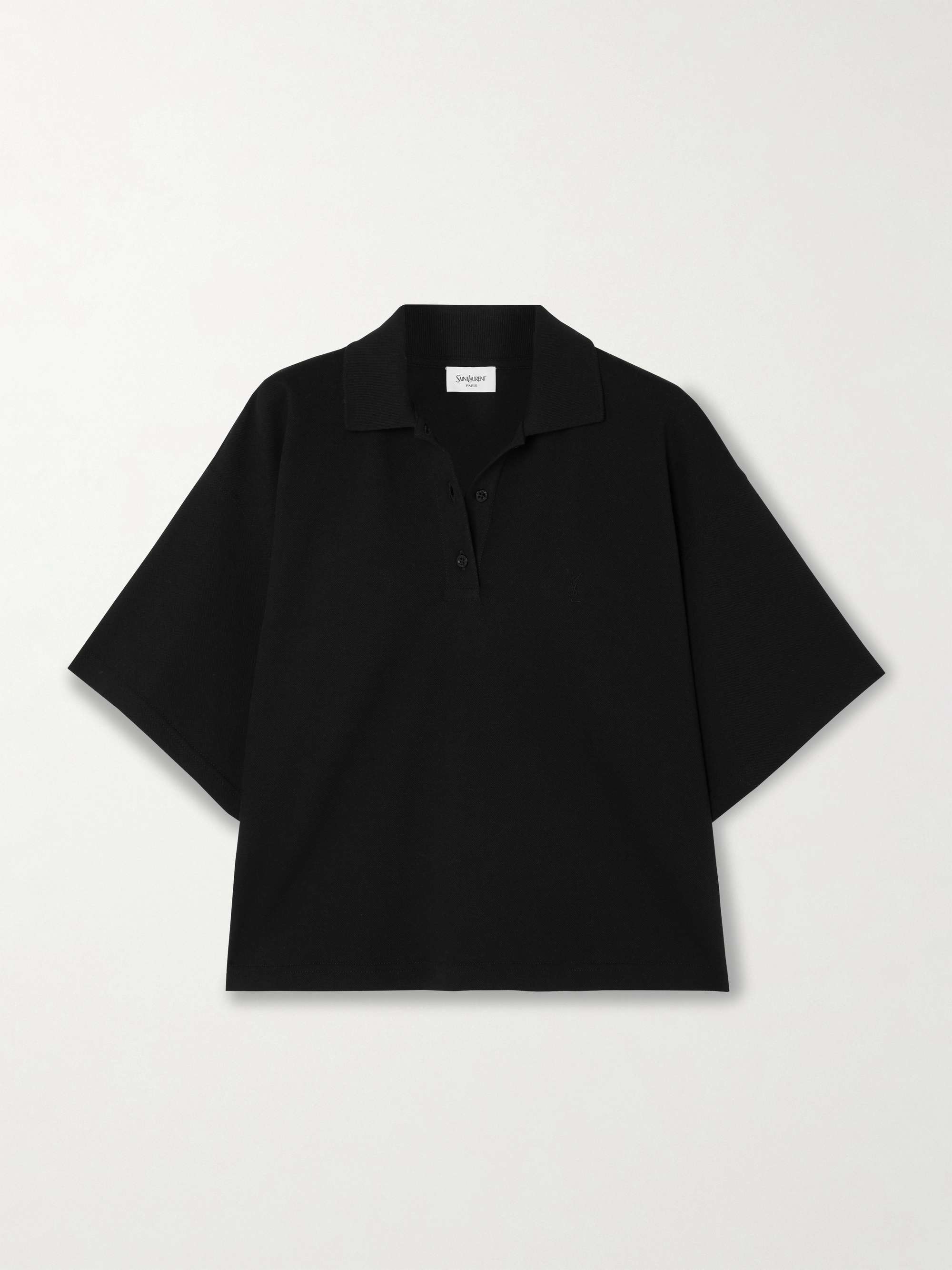 Oversized cotton-blend piqué polo top hero visual