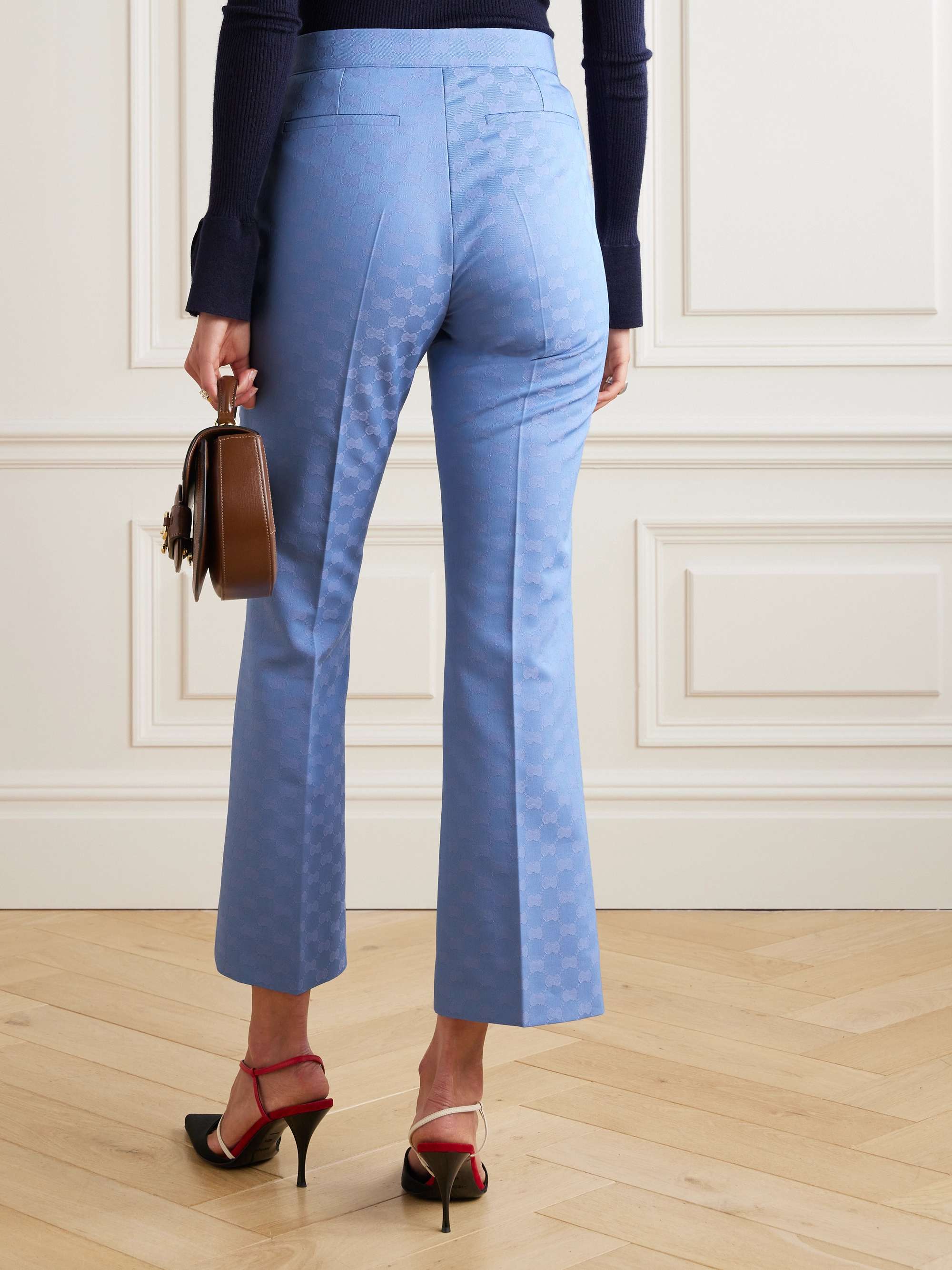 Satin-twill jacquard flared pants view