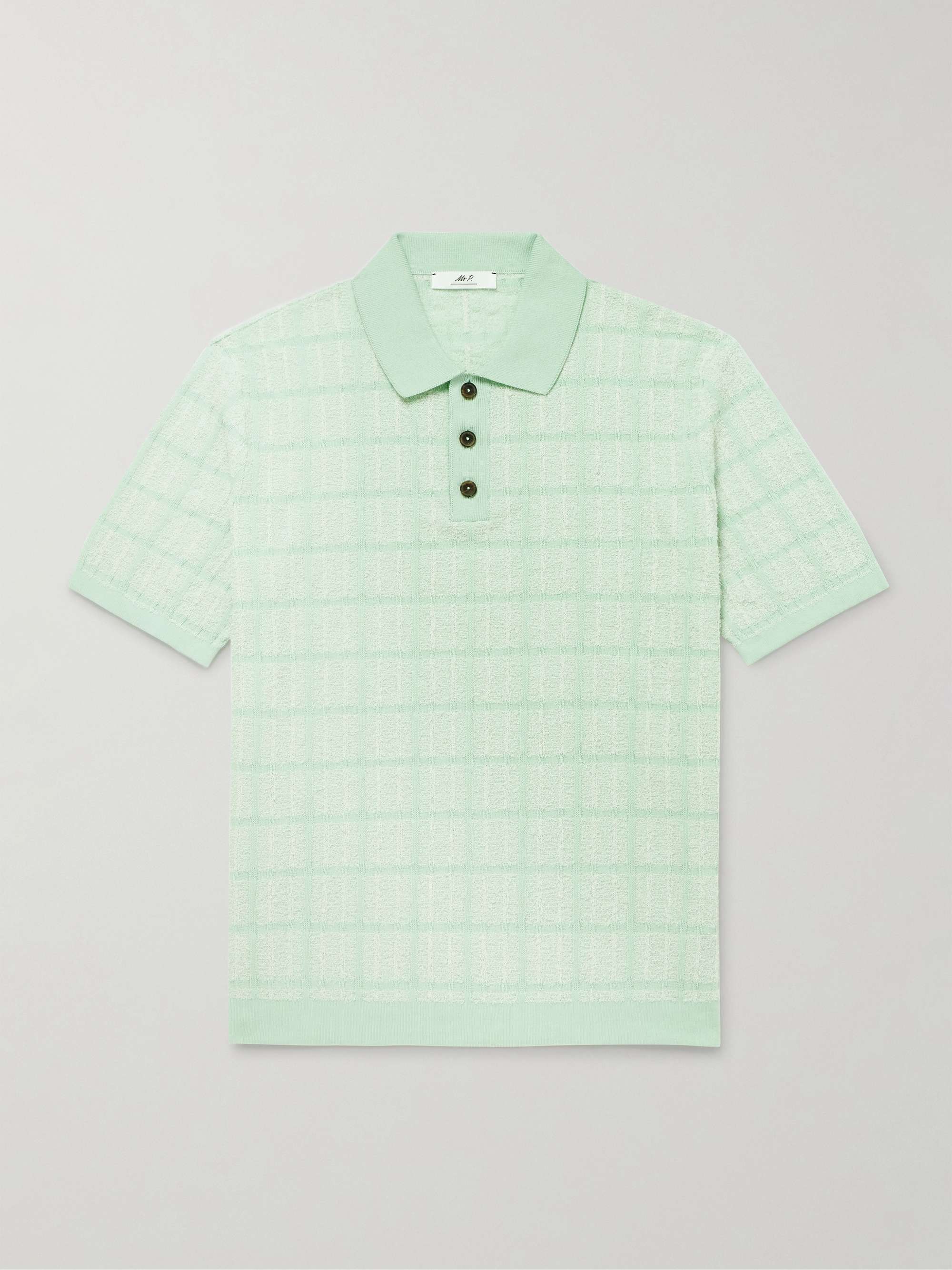 Checked Organic Cotton-Blend Jacquard Polo Shirt hero visual