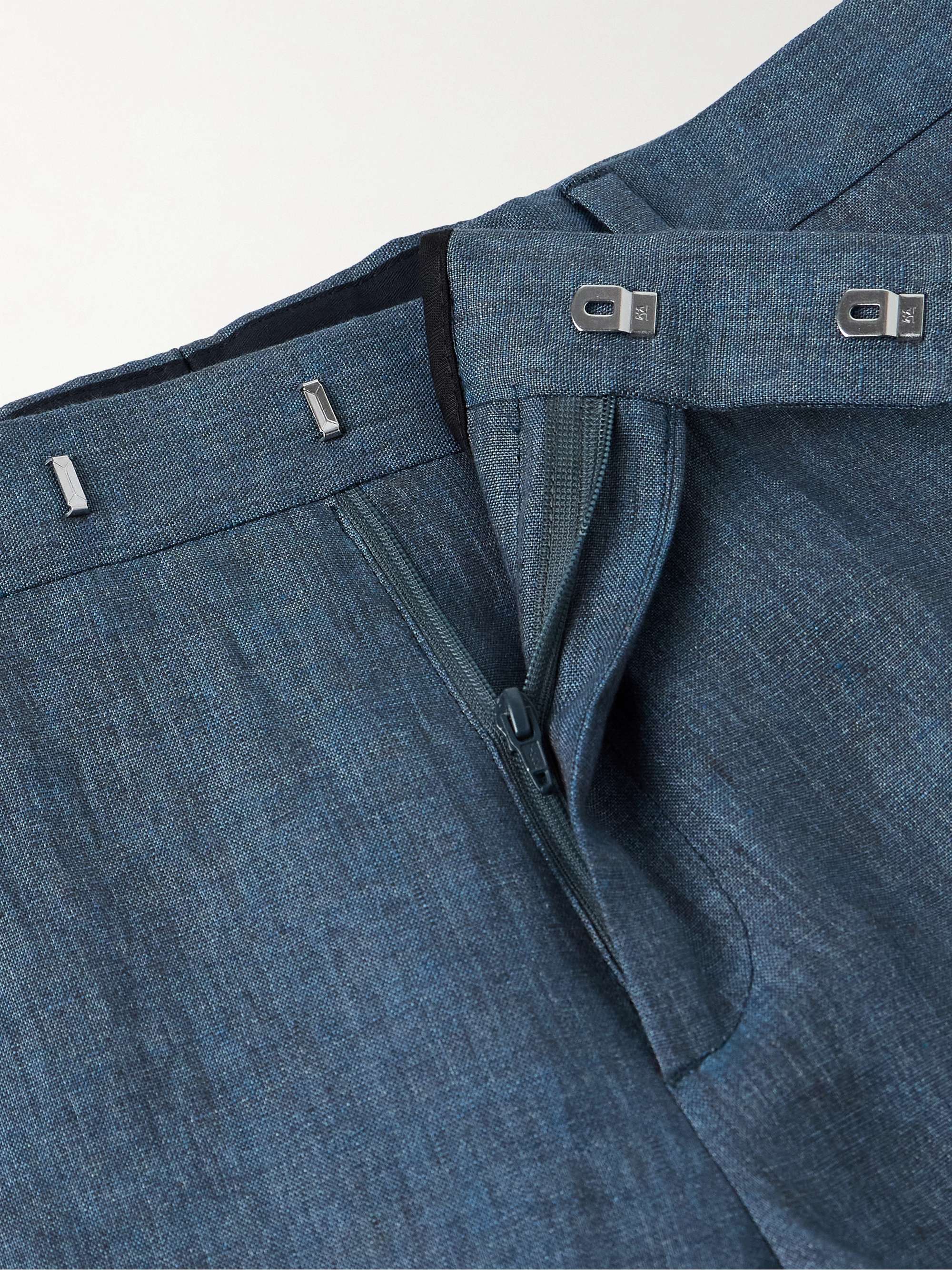 Slim-Fit Tapered Linen Trousers view
