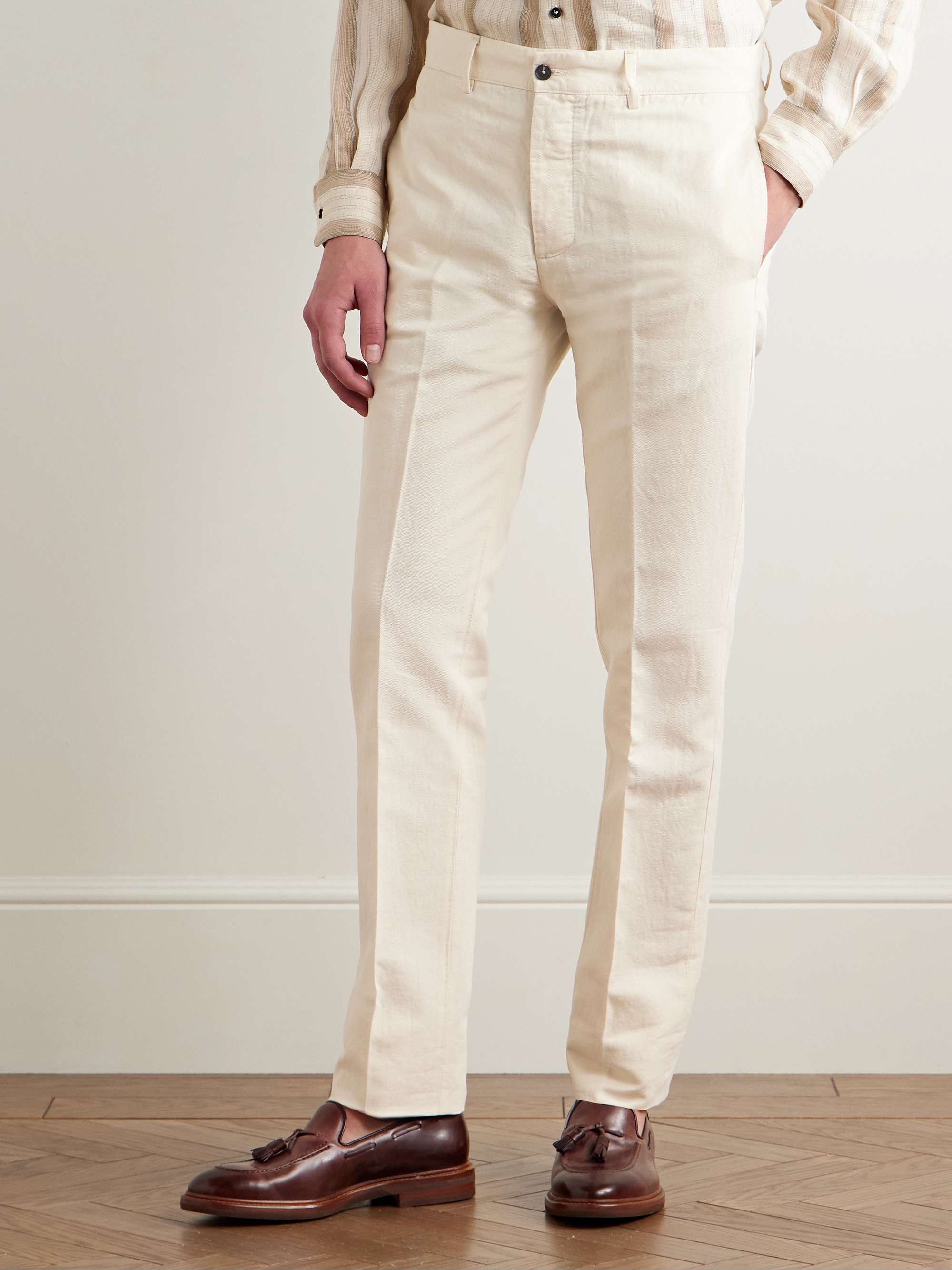Mauko Slim-Fit Straight-Leg Cotton and Linen-Blend Twill Suit Trousers view