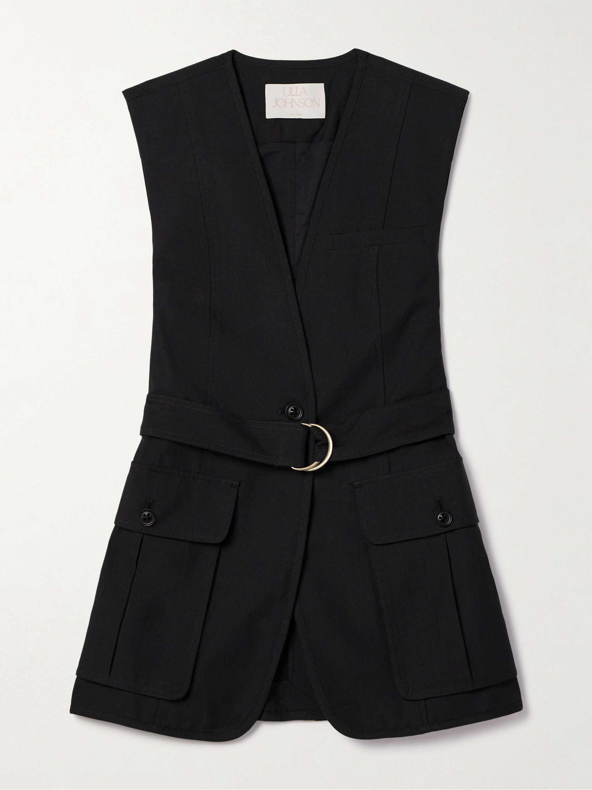 Twyla belted cotton and TENCEL™ Lyocell-blend twill vest hero visual