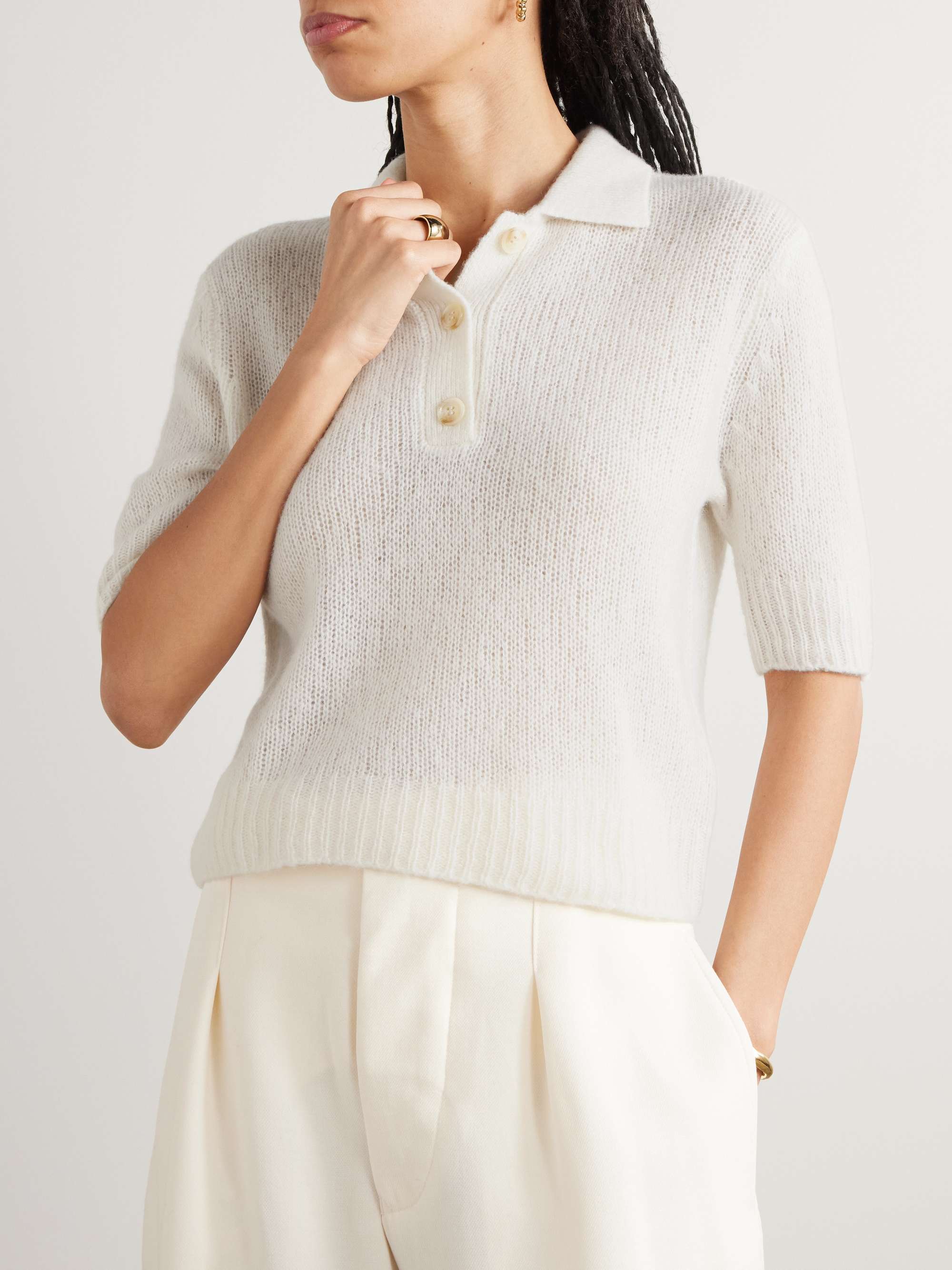 Masy cashmere and silk-blend polo shirt view