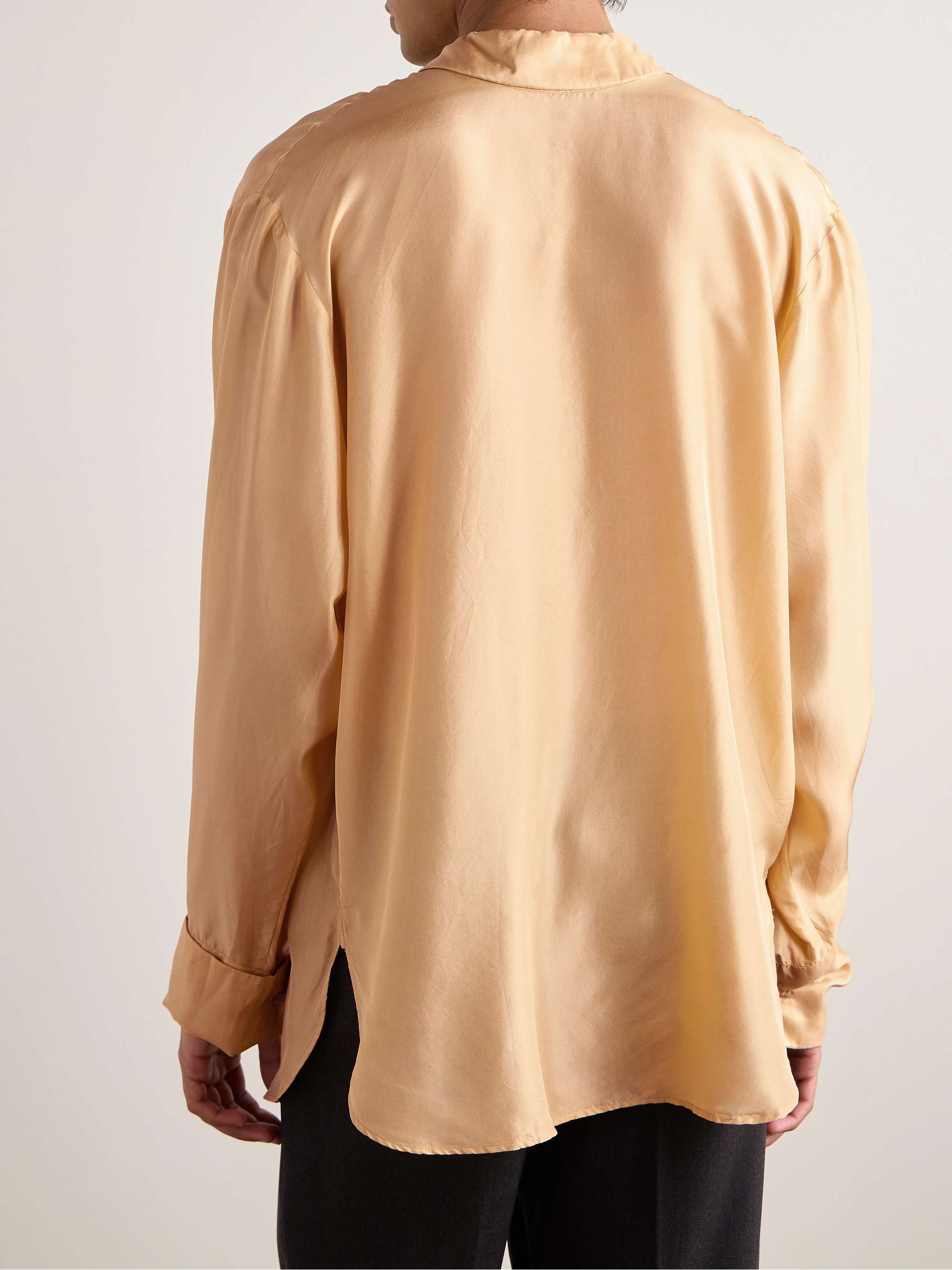 Silk-Satin Half-Placket Shirt view