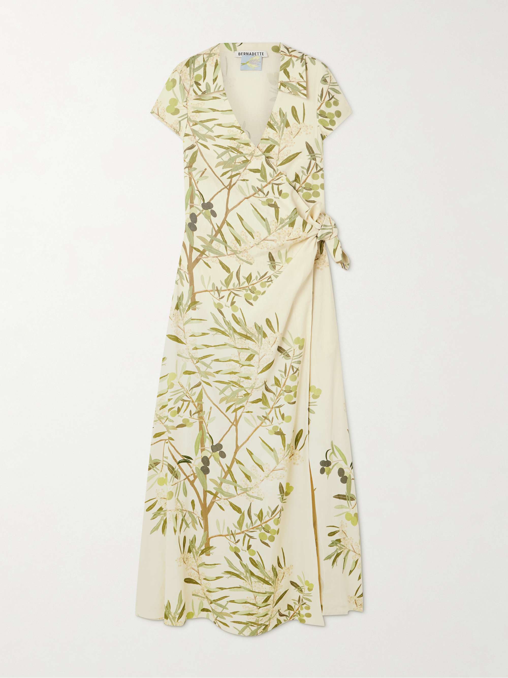 Mara printed linen-blend midi wrap dress hero visual