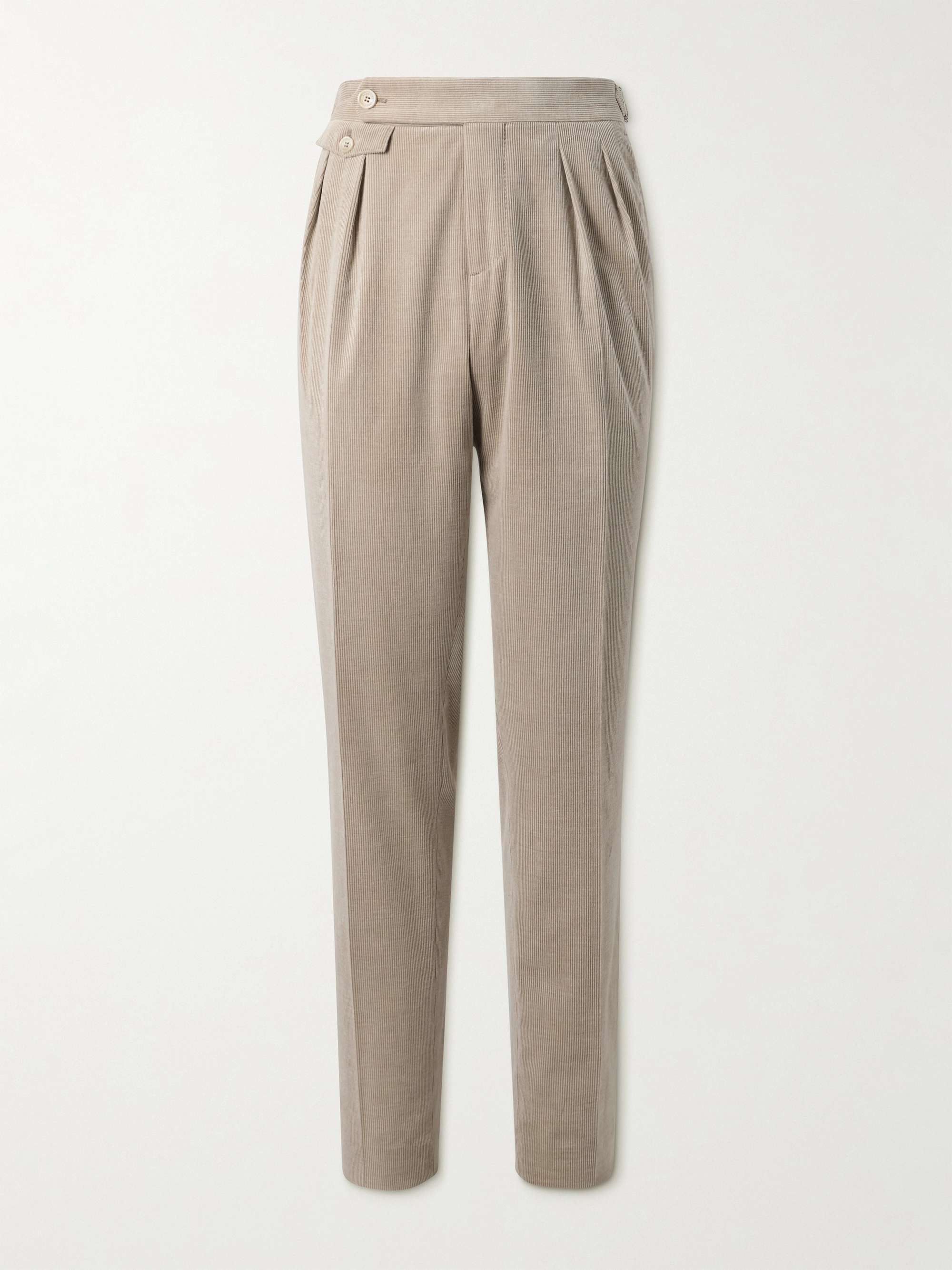 Straight-Leg Pleated Cotton-Blend Corduroy Suit Trousers hero visual
