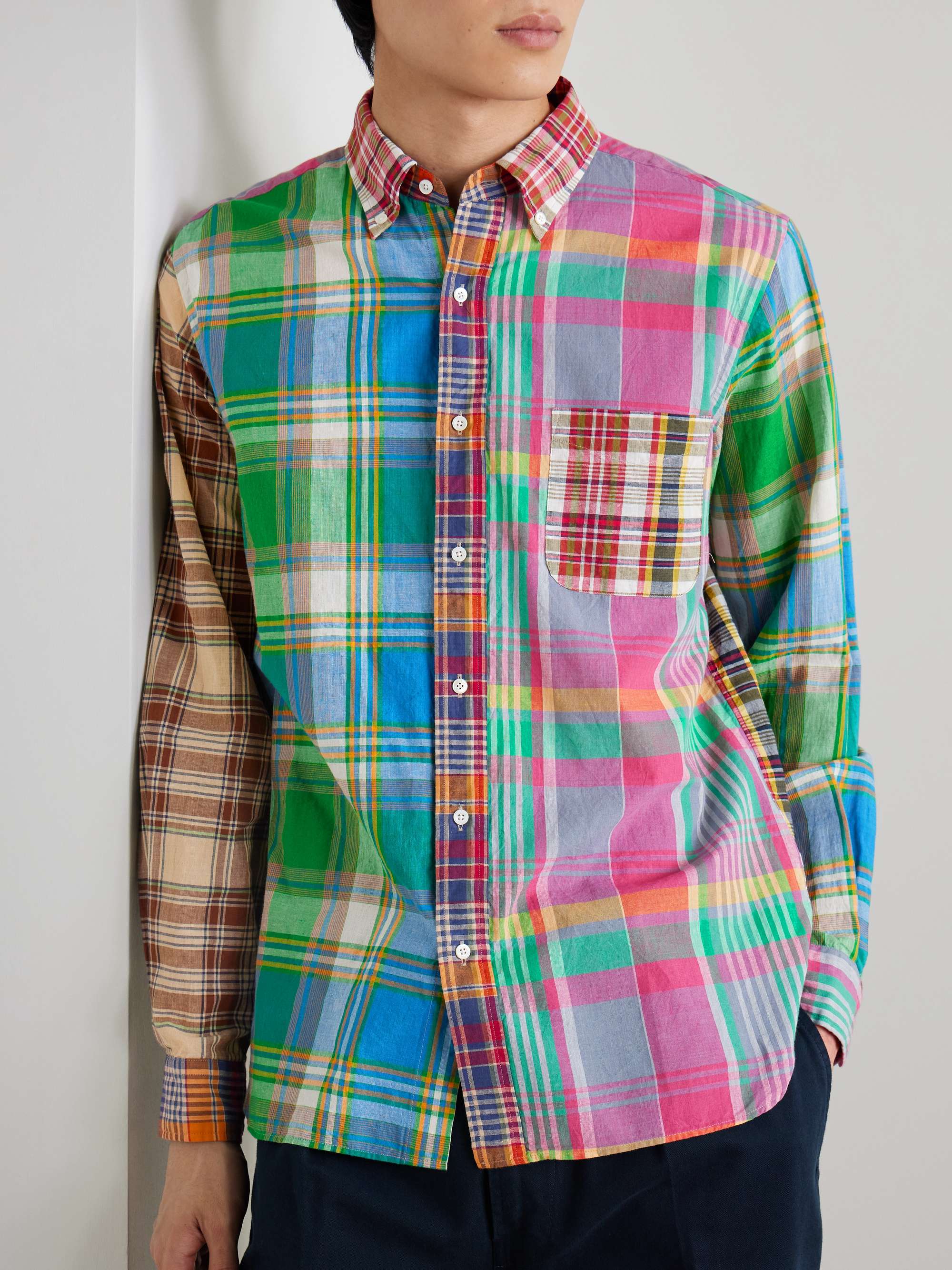 Patchwork Checked Cotton-Madras Shirt view