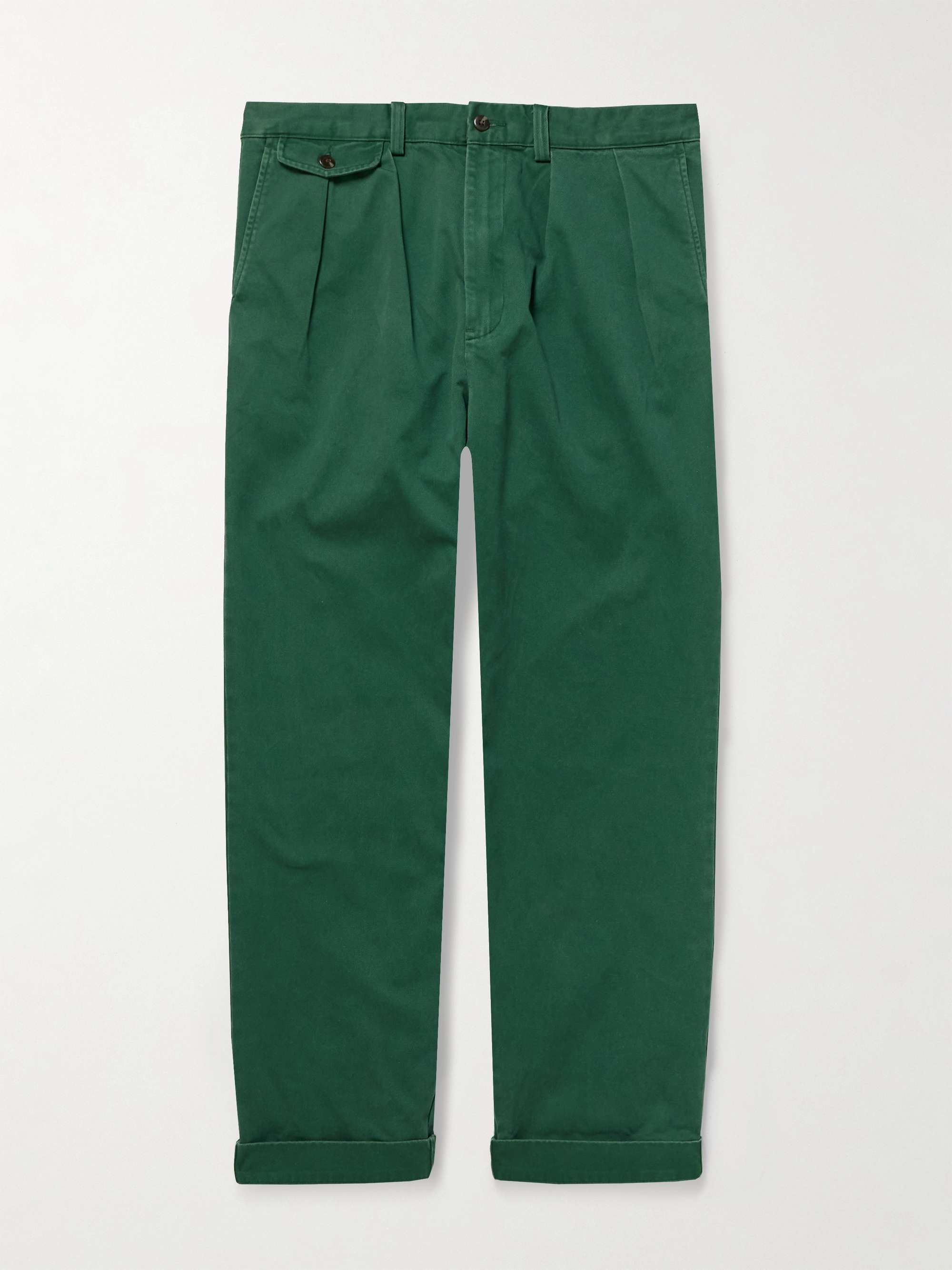 Tapered Pleated Cotton-Twill Chinos hero visual