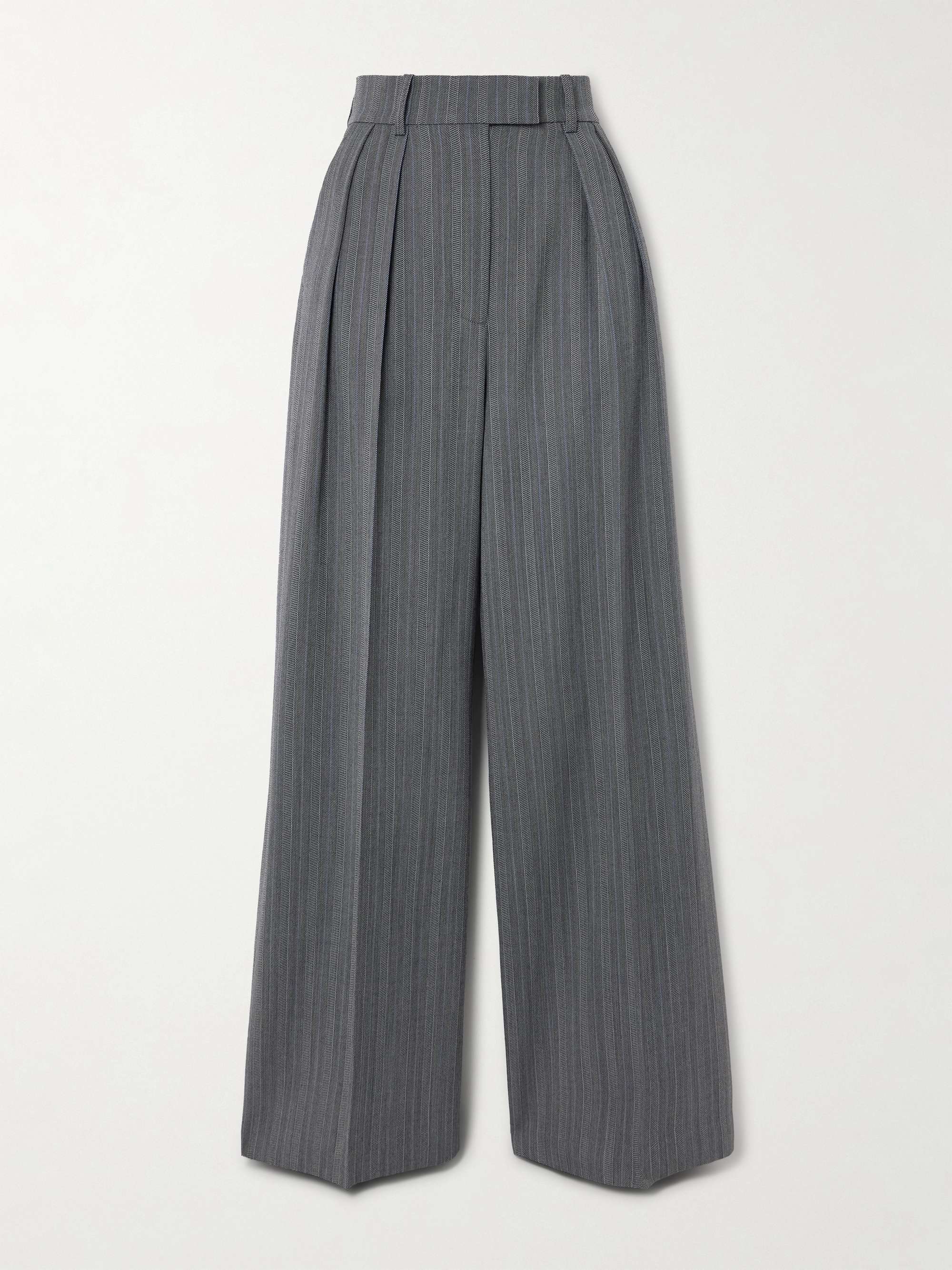 Lou pleated striped wool-blend wide-leg pants hero visual