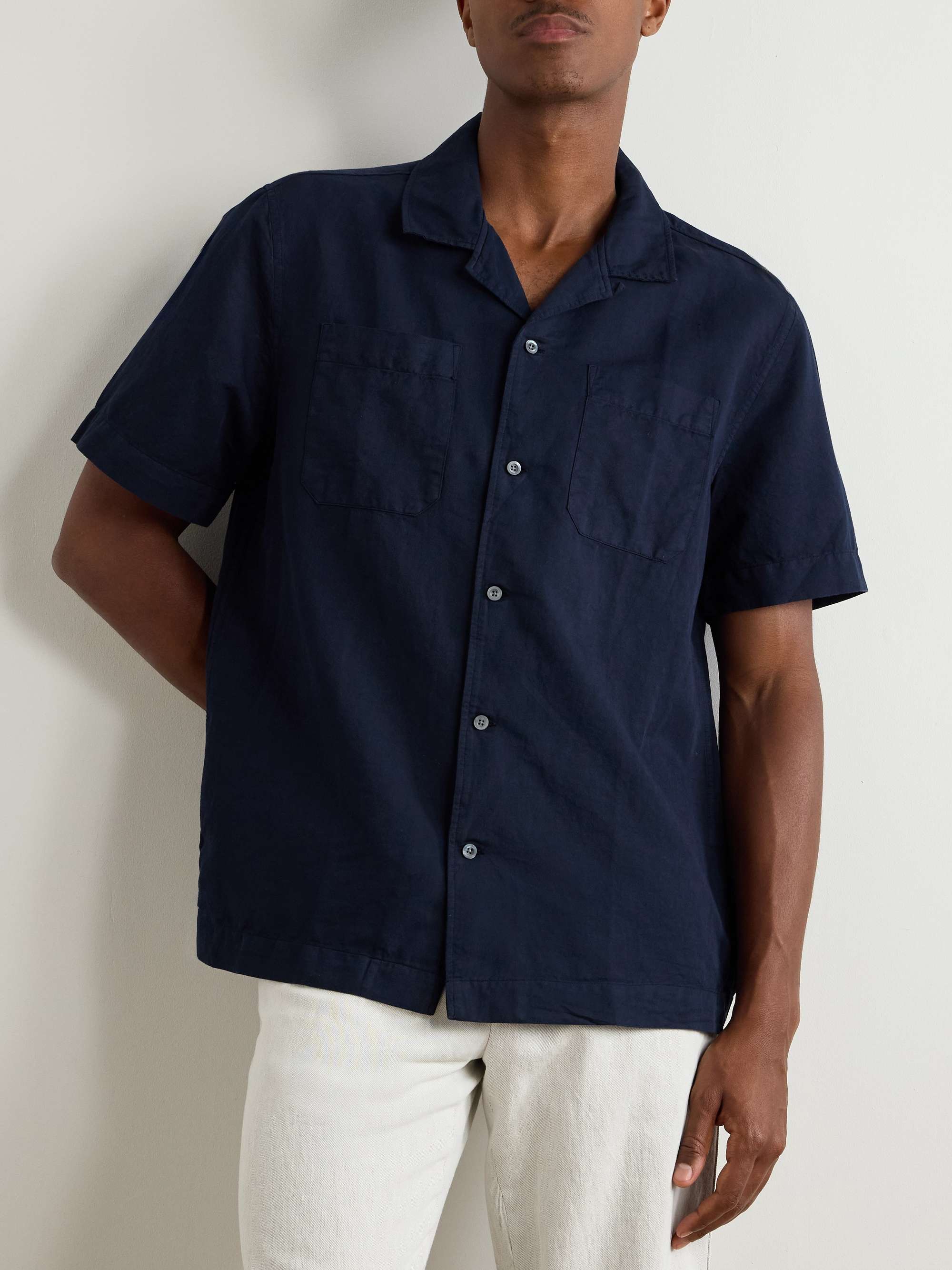 Michael 2 Convertible-Collar Cotton and Linen-Blend Twill Shirt view
