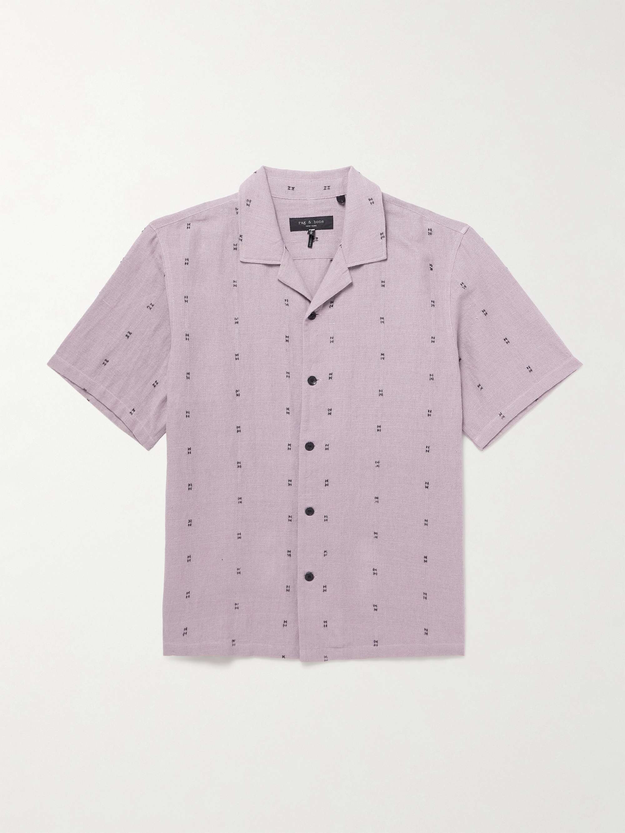 Avery Camp-Collar Embroidered Linen Shirt hero visual