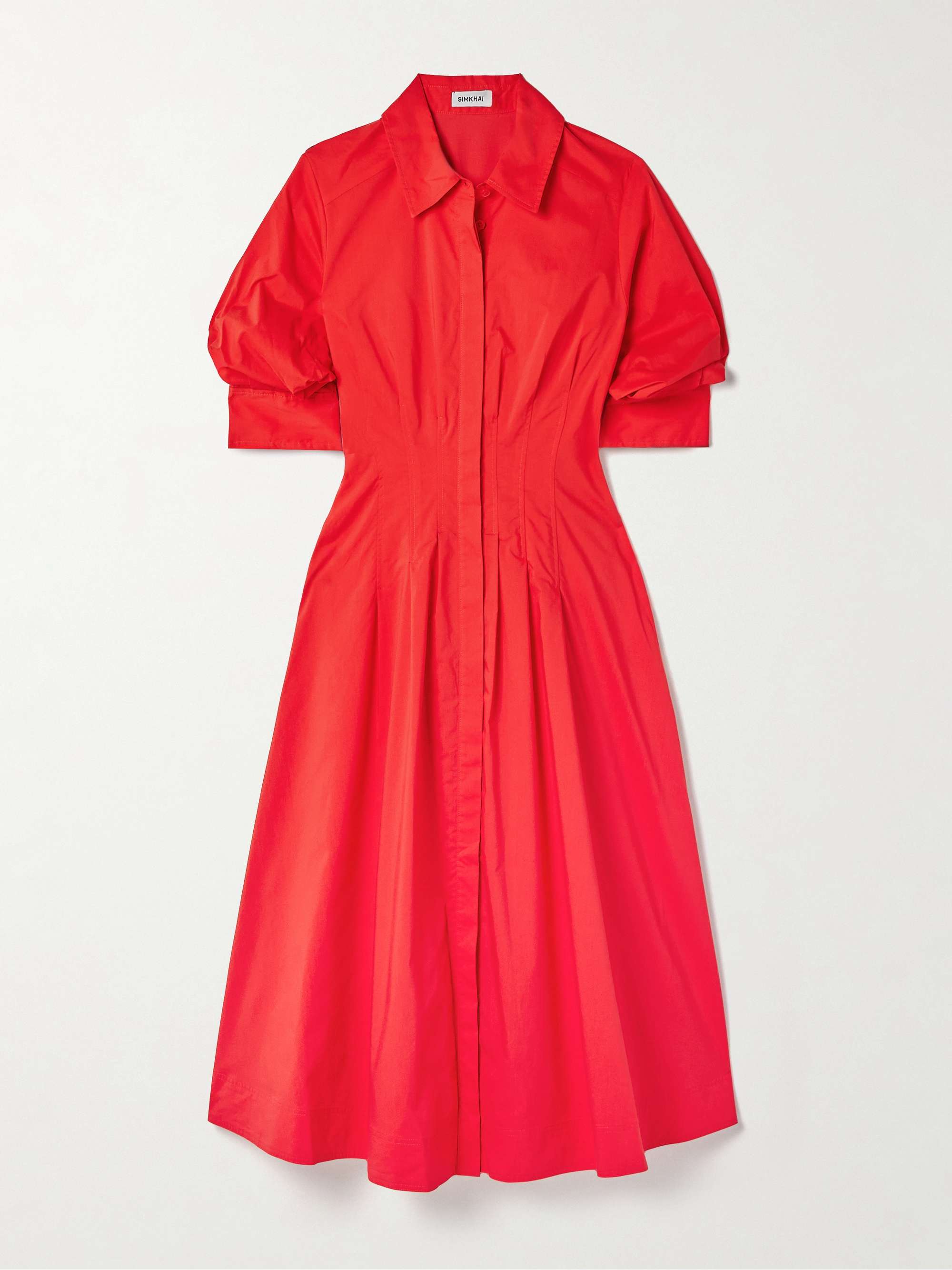 Jazz pleated cotton-blend poplin midi shirt dress hero visual