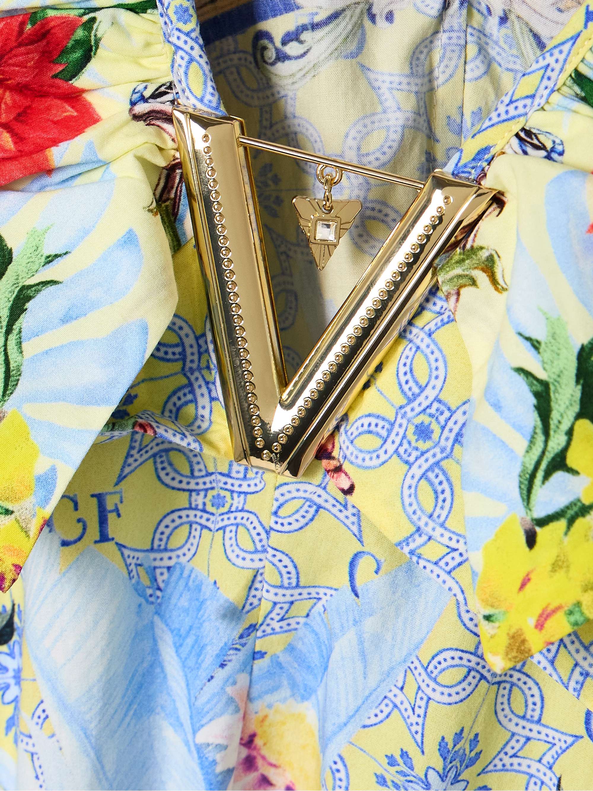 Embellished belted ruffled printed organic cotton-poplin maxi dress view