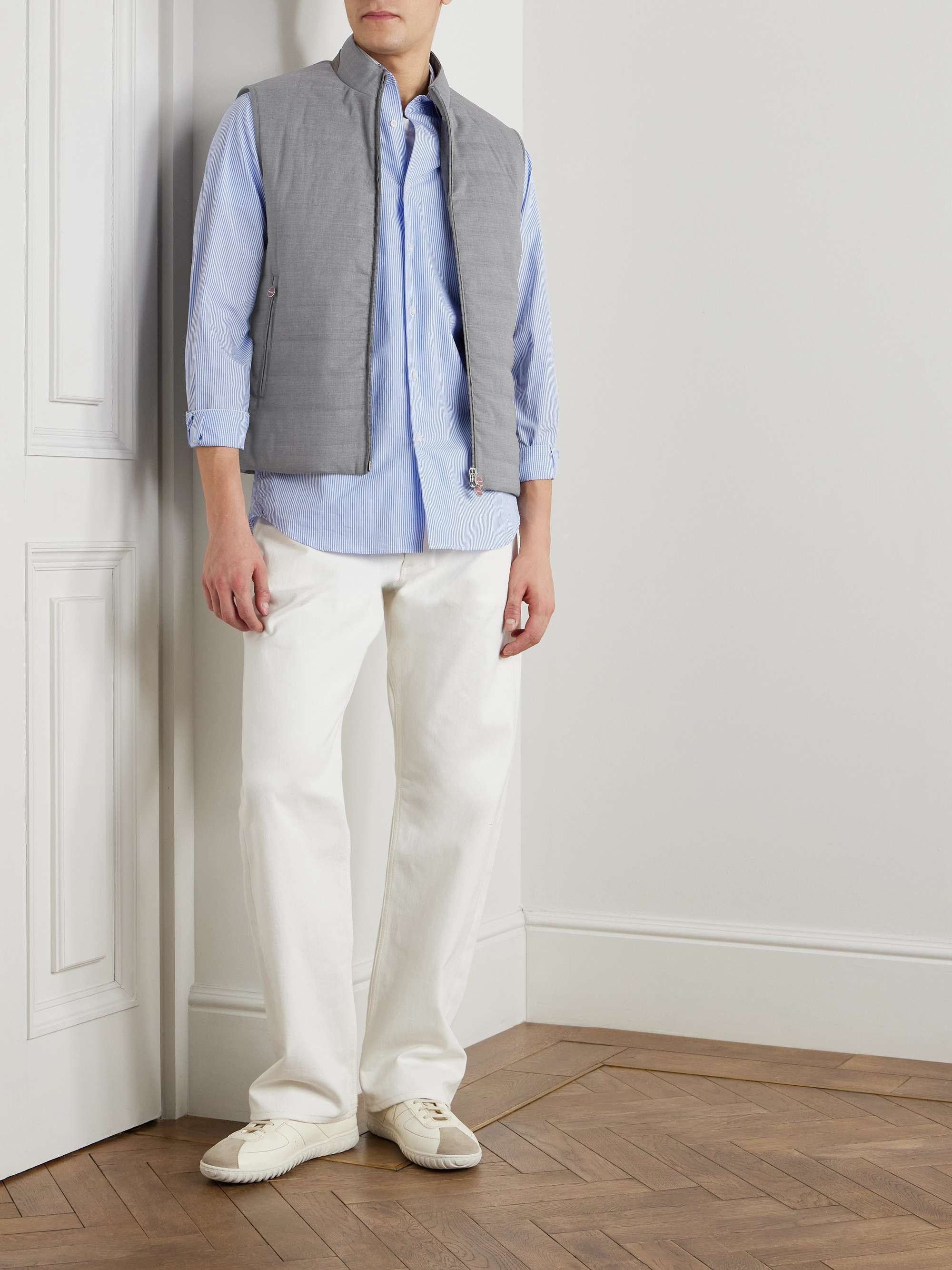 Slim-Fit Suede-Trimmed Quilted Wool-Blend Gilet view