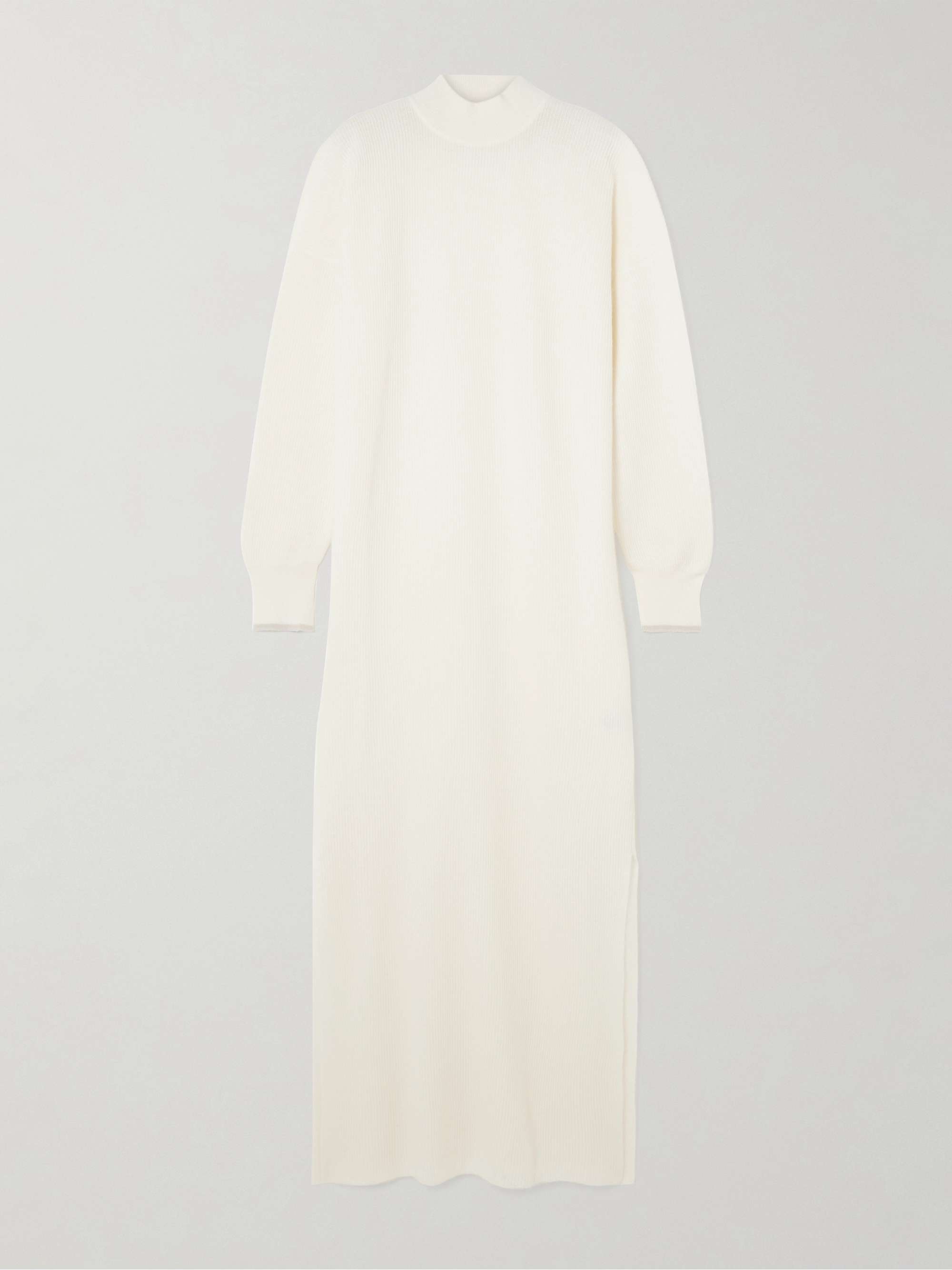 Ribbed alpaca and cotton-blend midi dress hero visual