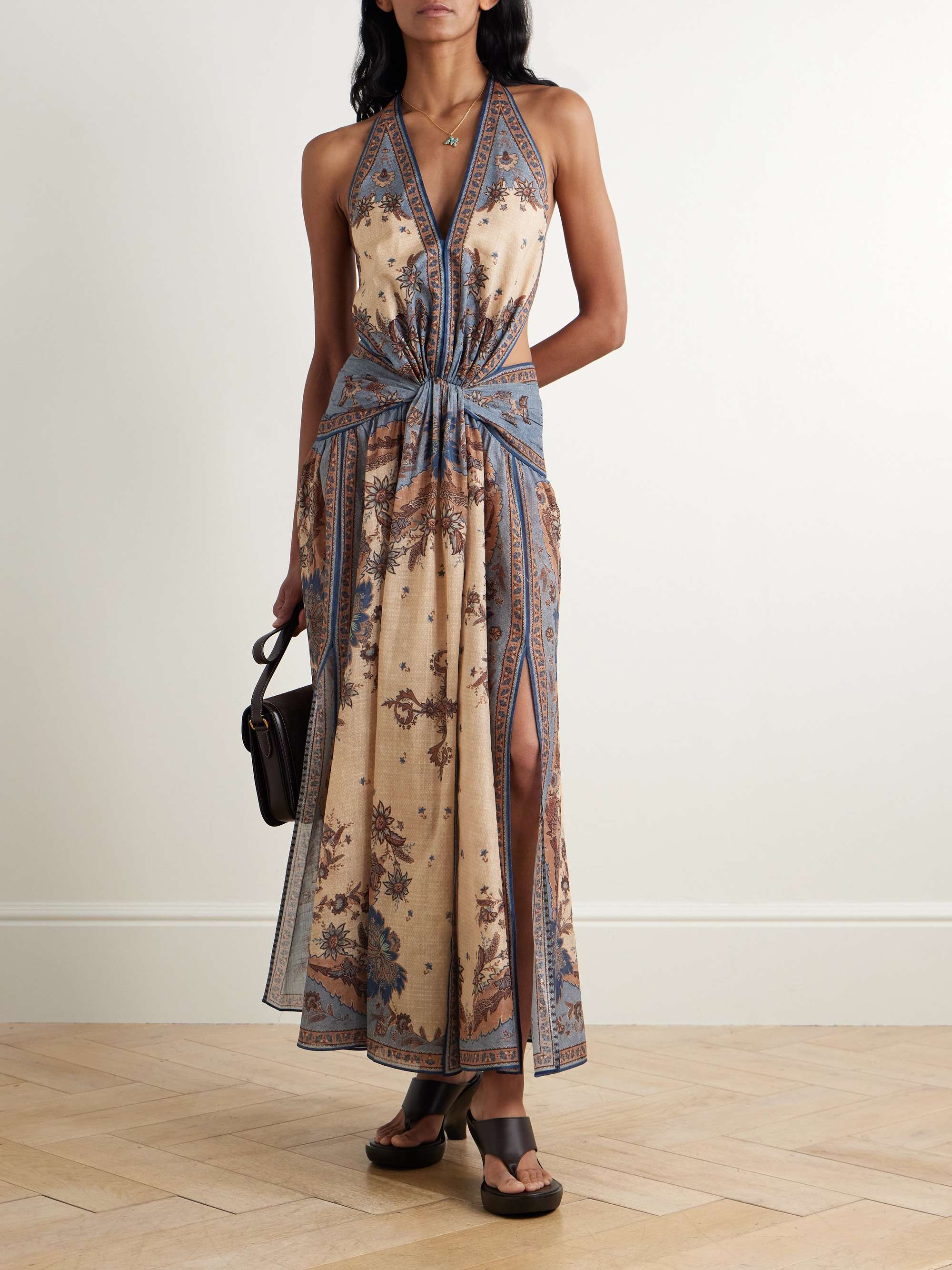 Ascension open-back printed cotton-voile halterneck maxi dress view