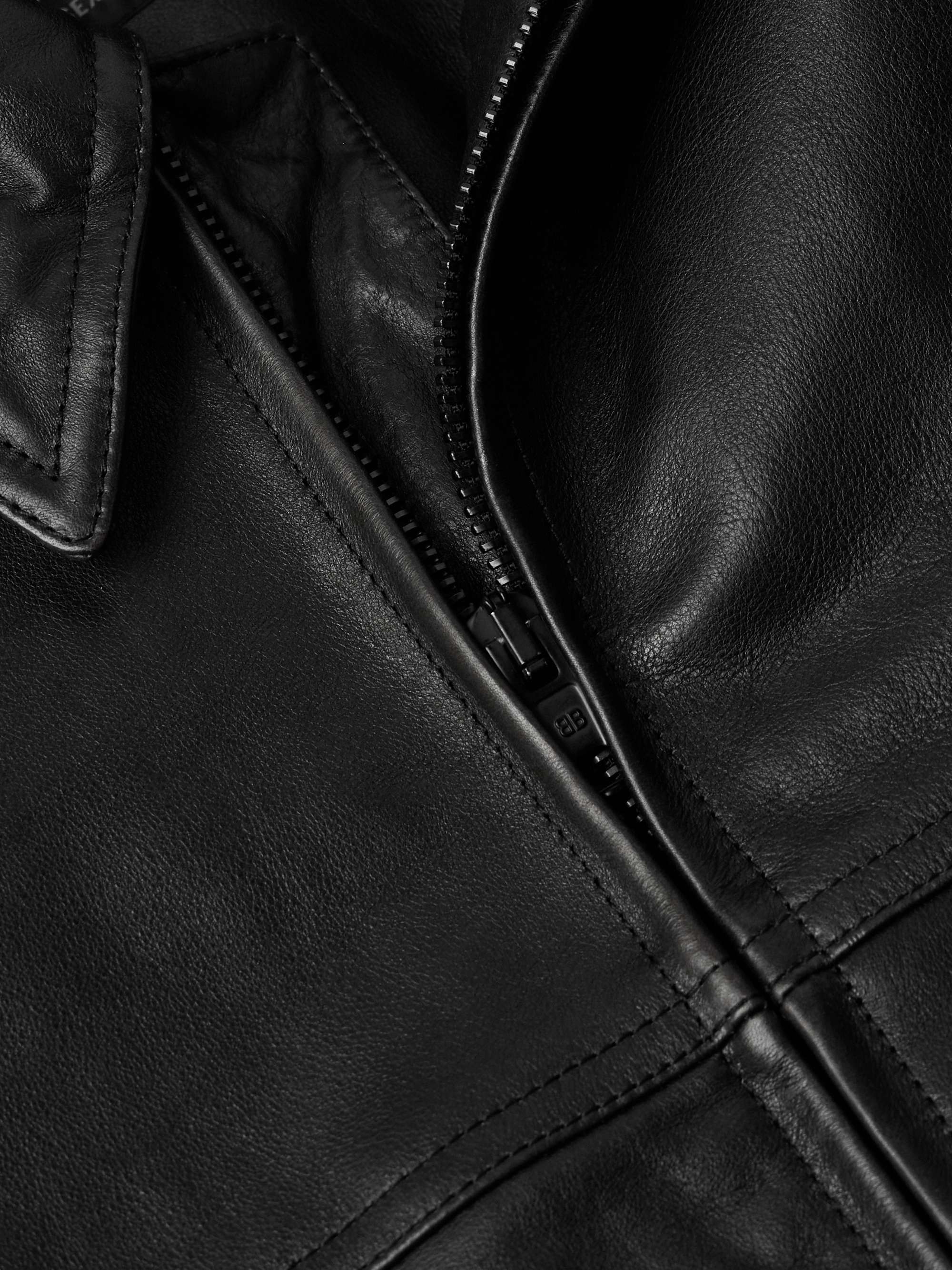 Cocoon Kick Oversized Logo-Debossed Leather Jacket view