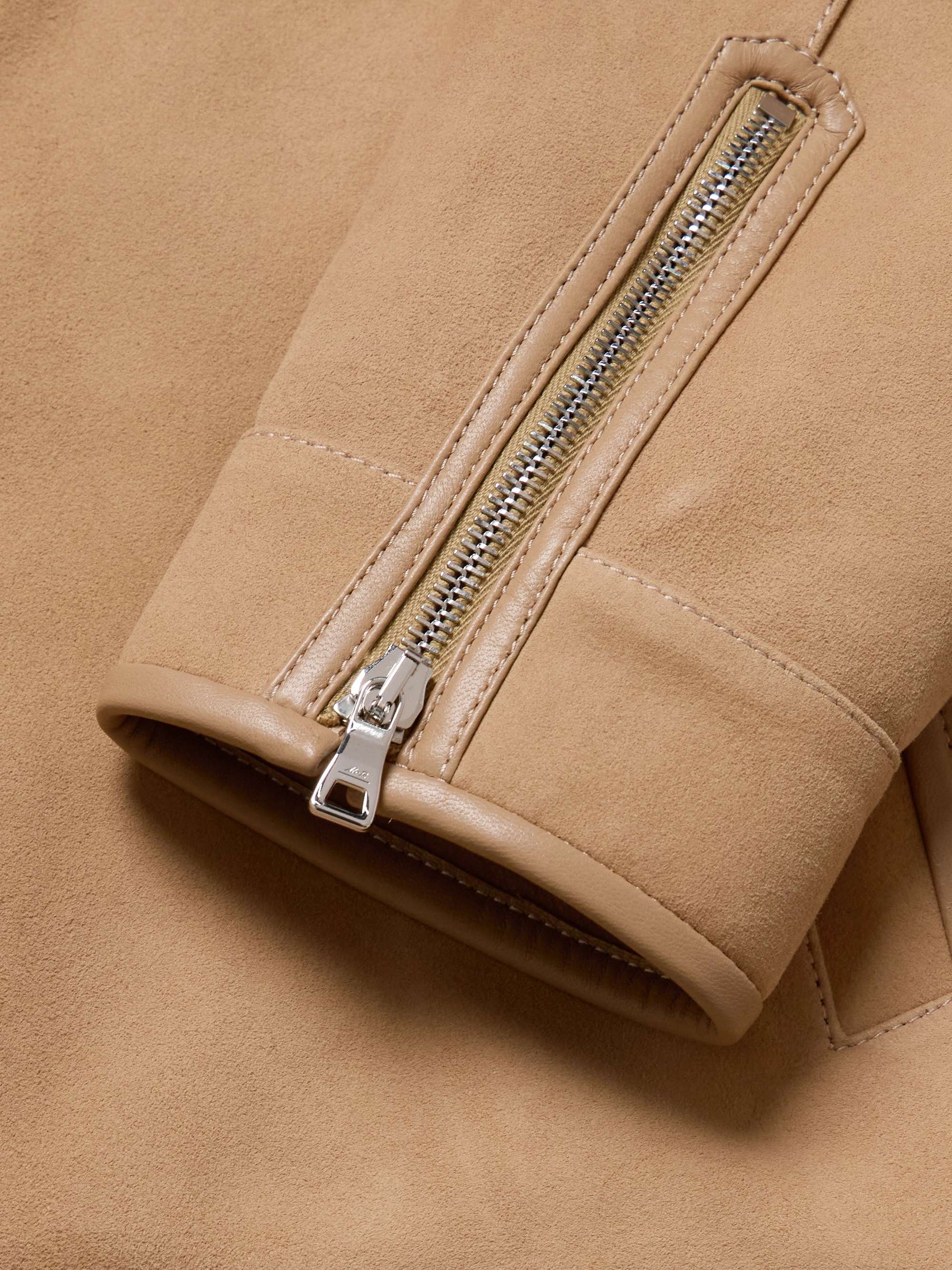 Panelled Leather-Trimmed Suede Jacket view