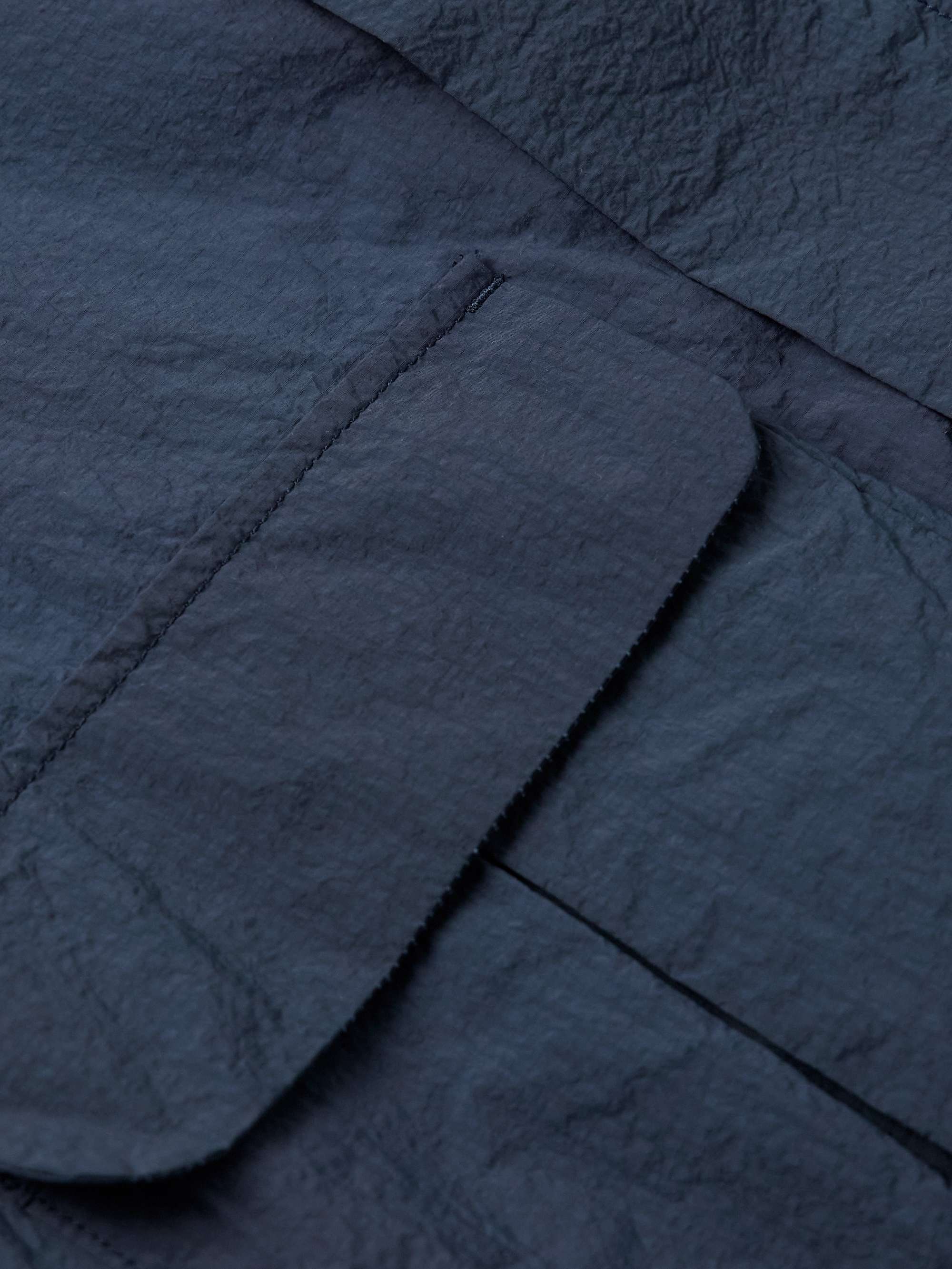 Indigo-Dyed Nylon-Seersucker Half-Zip Hooded Anorak view