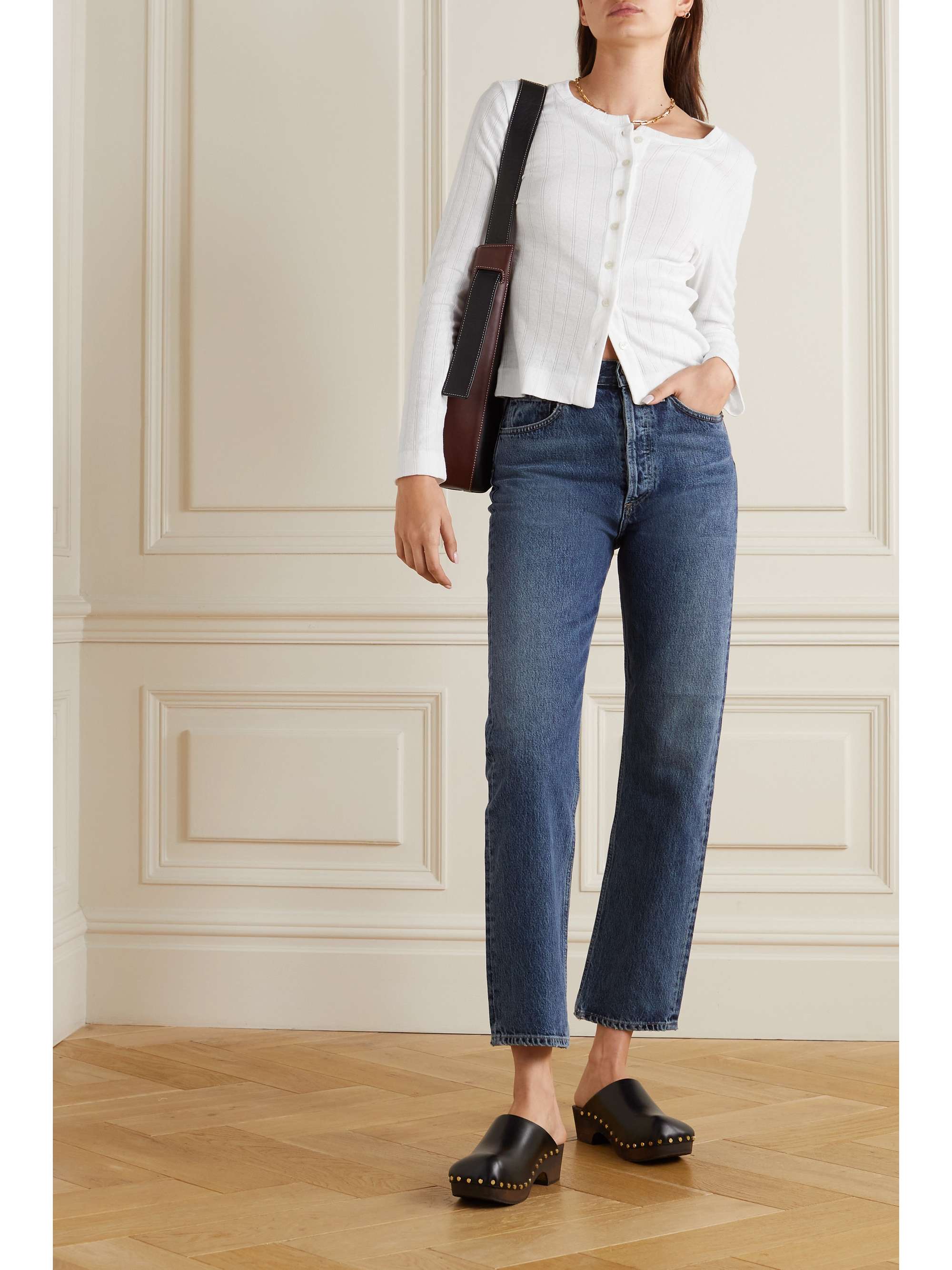 Pointelle-knit cotton-jersey cardigan view
