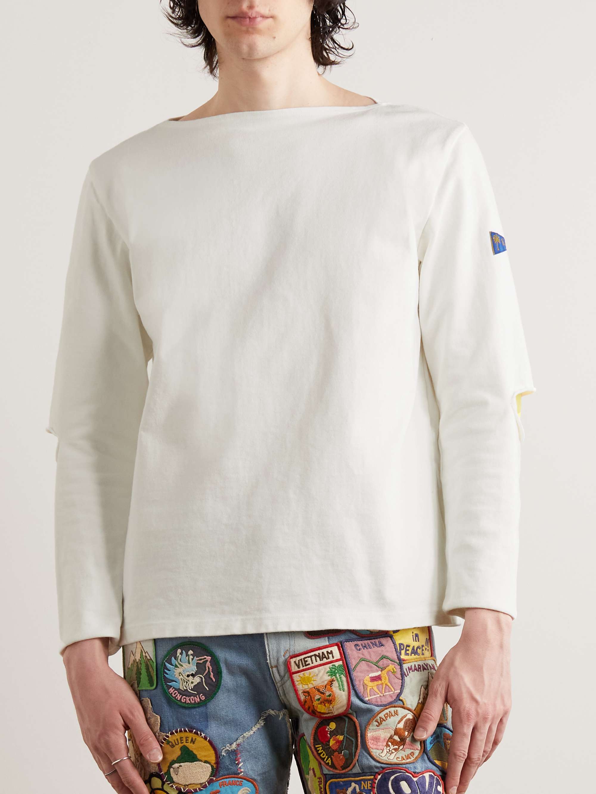 Logo-Appliquéd Cut-Out Printed Cotton-Jersey T-Shirt view