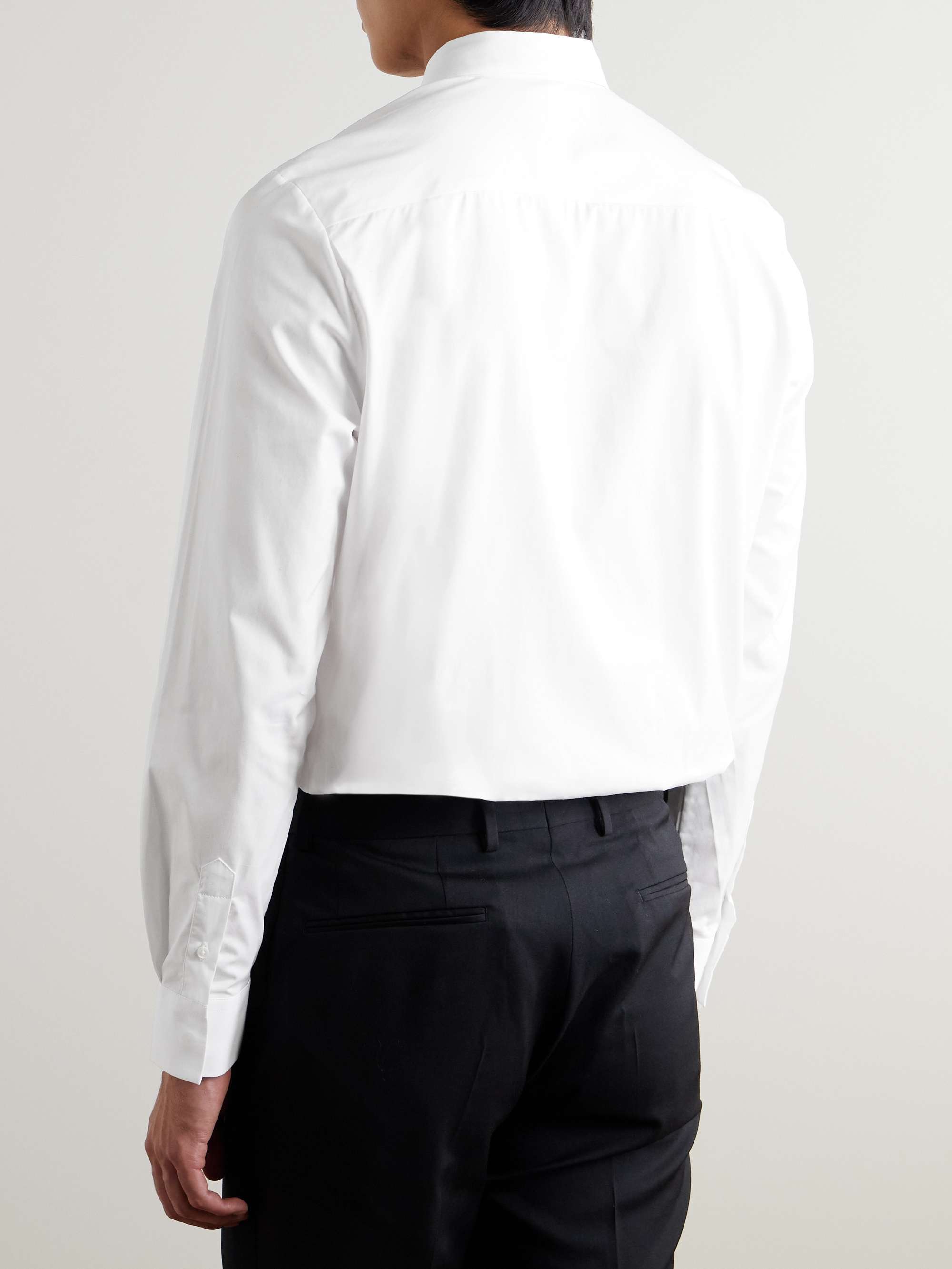 Pleated Cotton-Poplin Tuxedo Shirt view