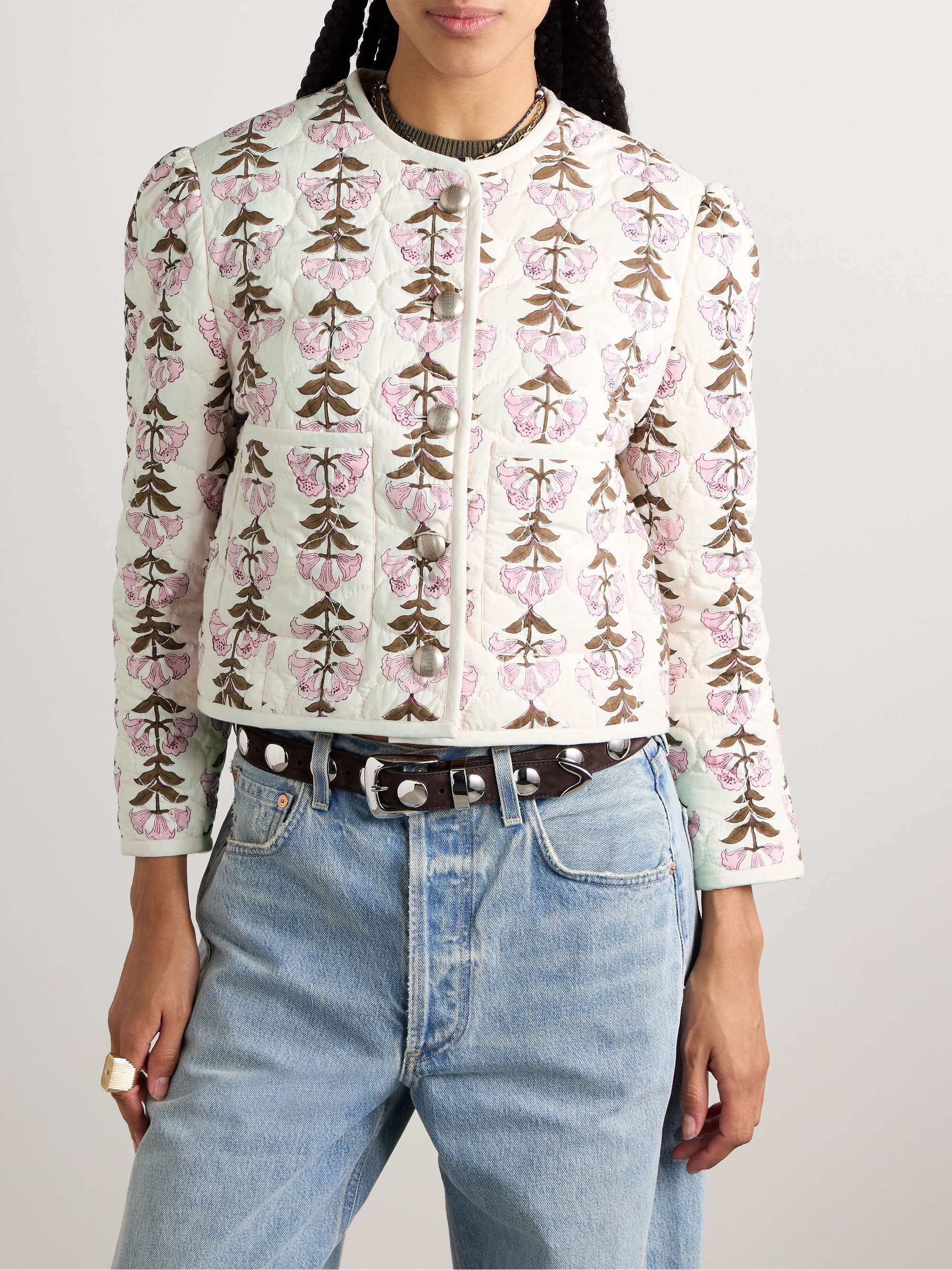 Dorian quilted floral-print cotton jacket view