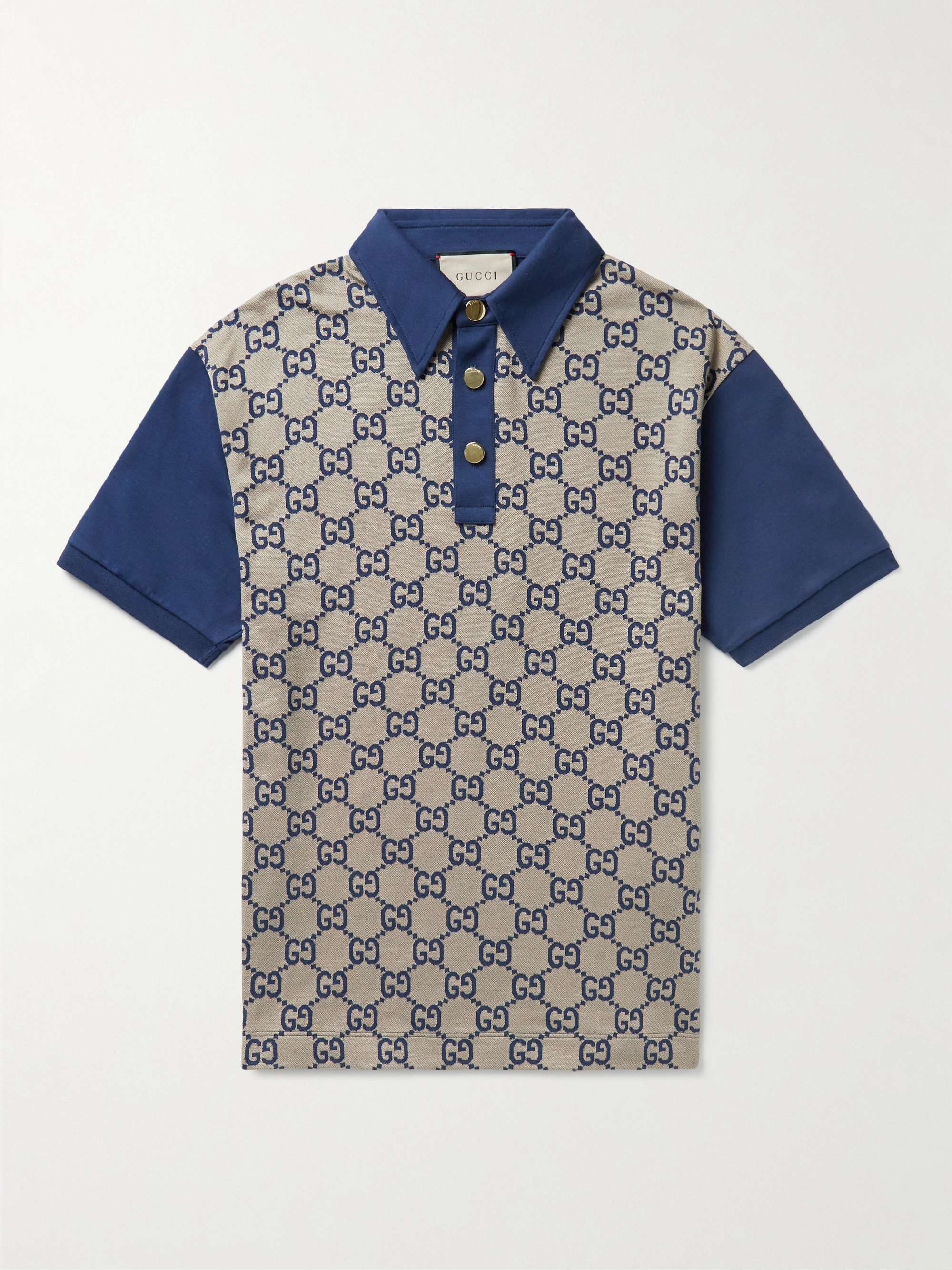 Panelled Cotton-Jersey and Logo-Jacquard Silk-Blend Polo Shirt hero visual
