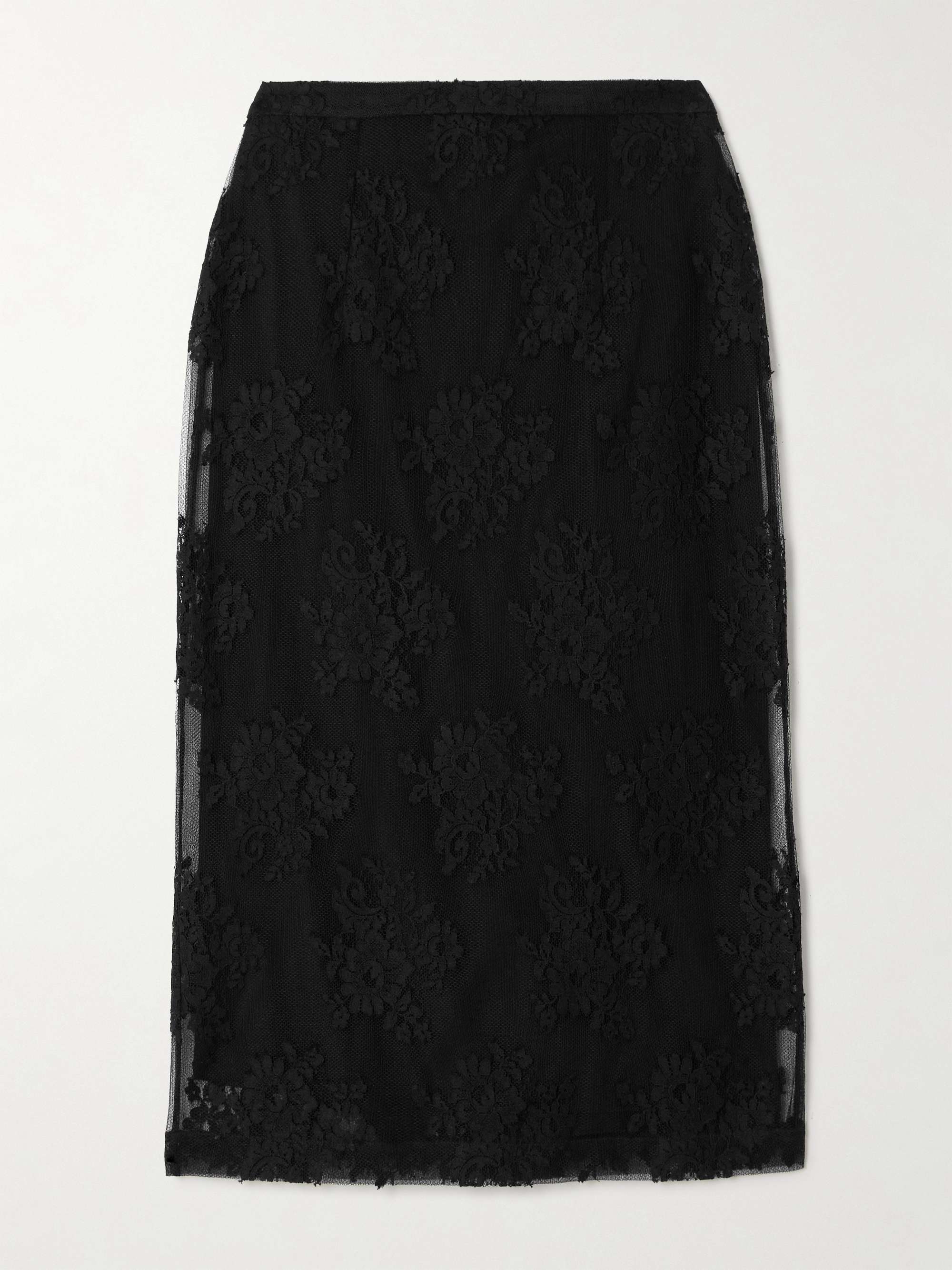 Cotton-blend Chantilly lace midi skirt hero visual