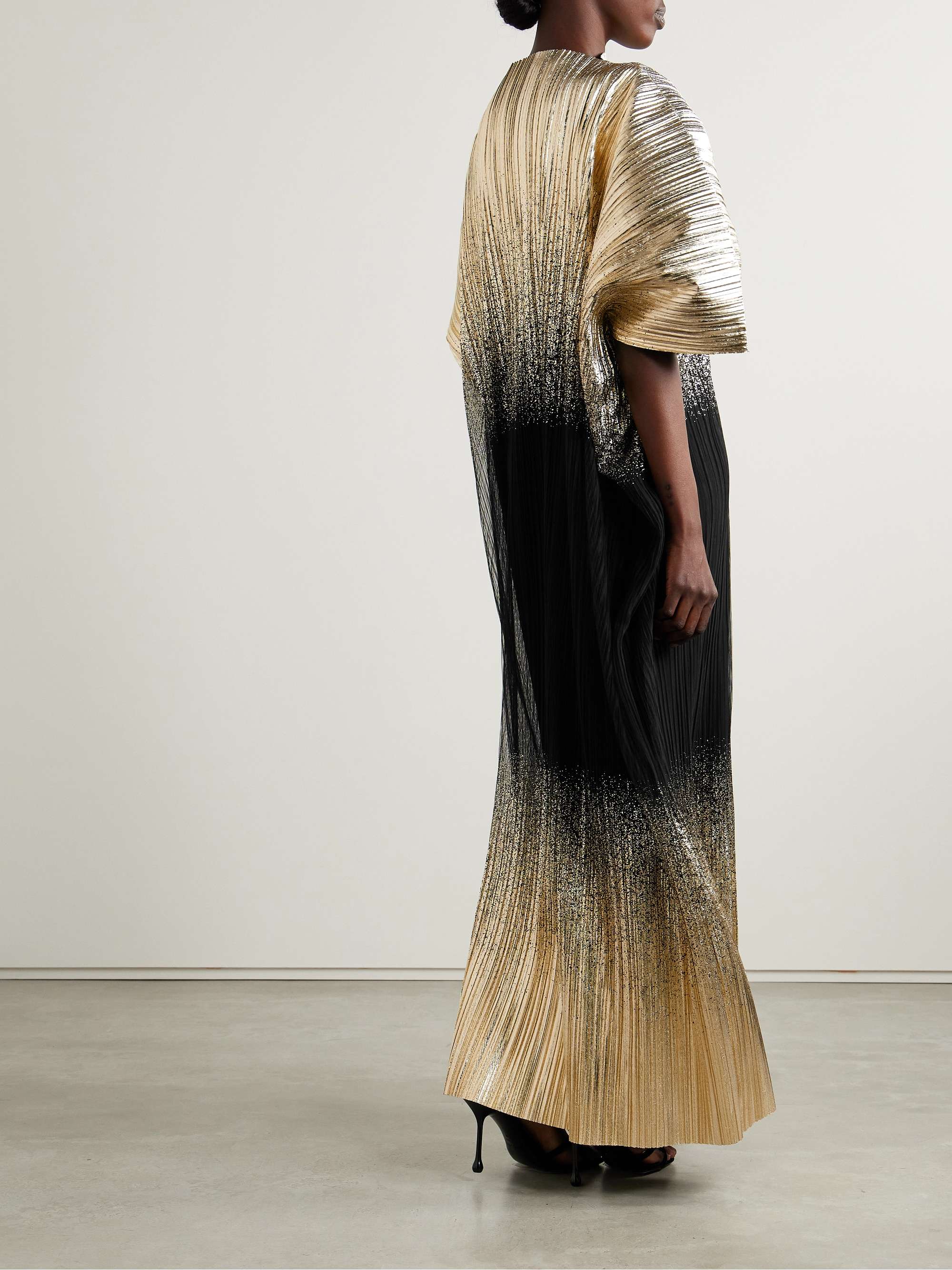Metallic plissé-tulle gown view