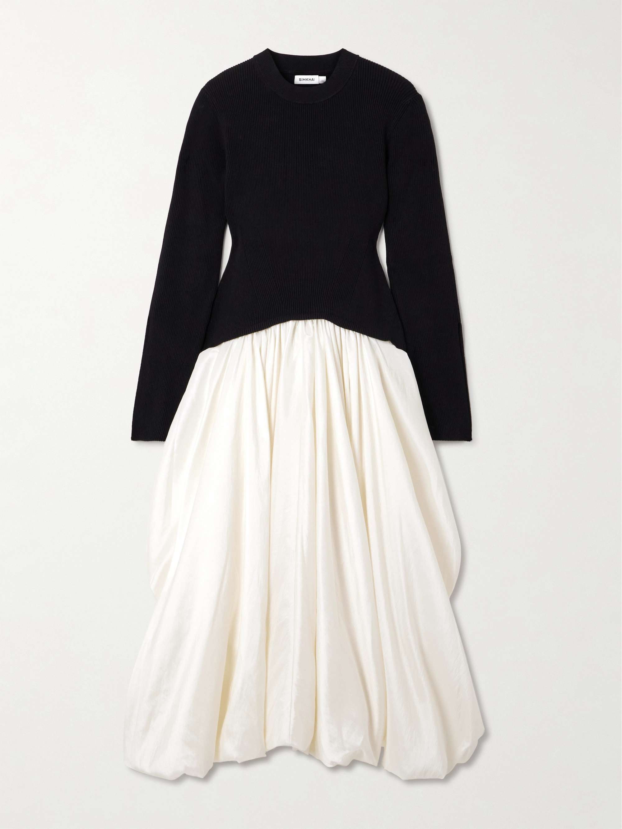 Kenlie ribbed-knit and taffeta midi dress hero visual