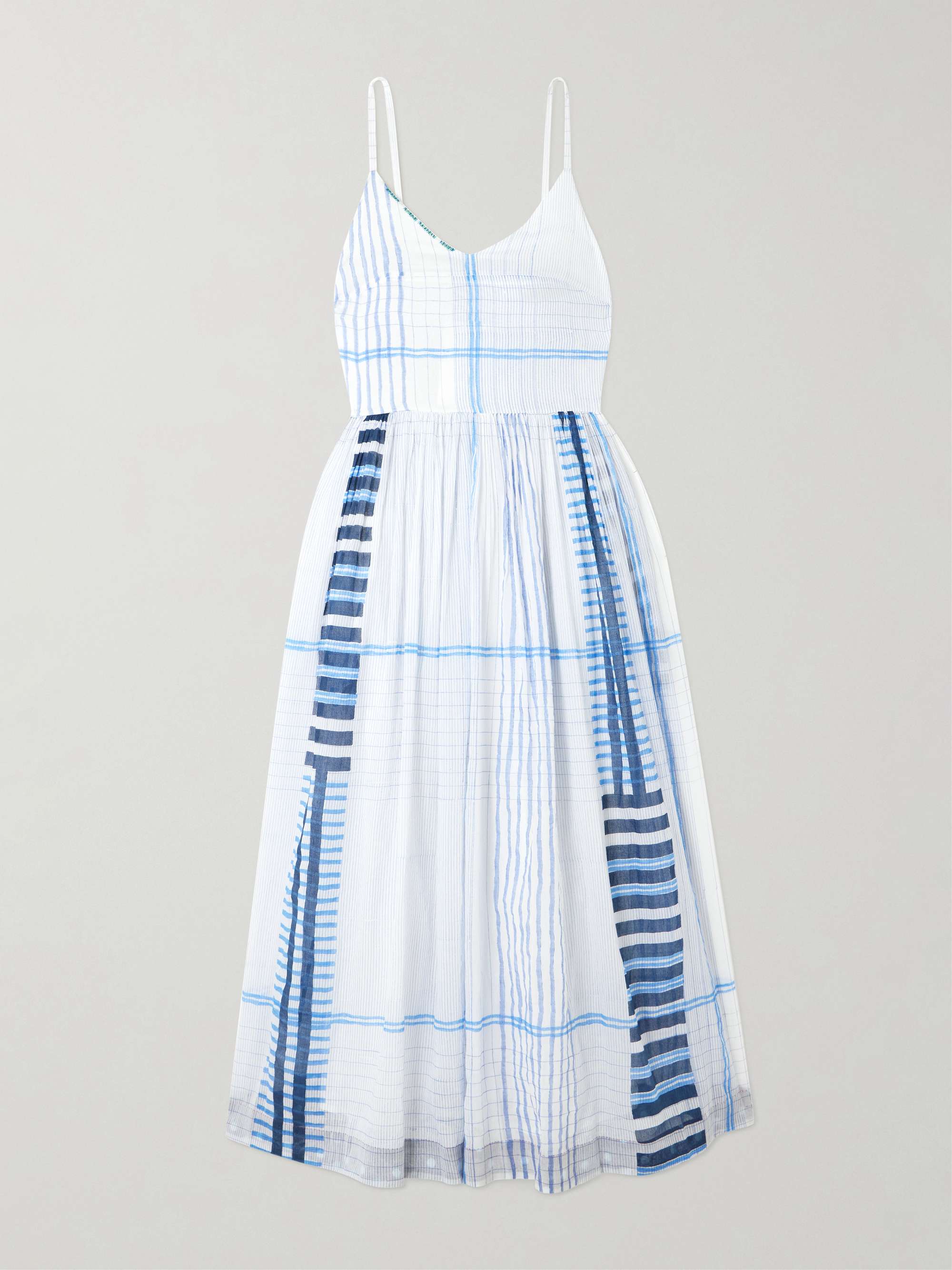 Caprice shirred striped cotton-voile midi dress hero visual