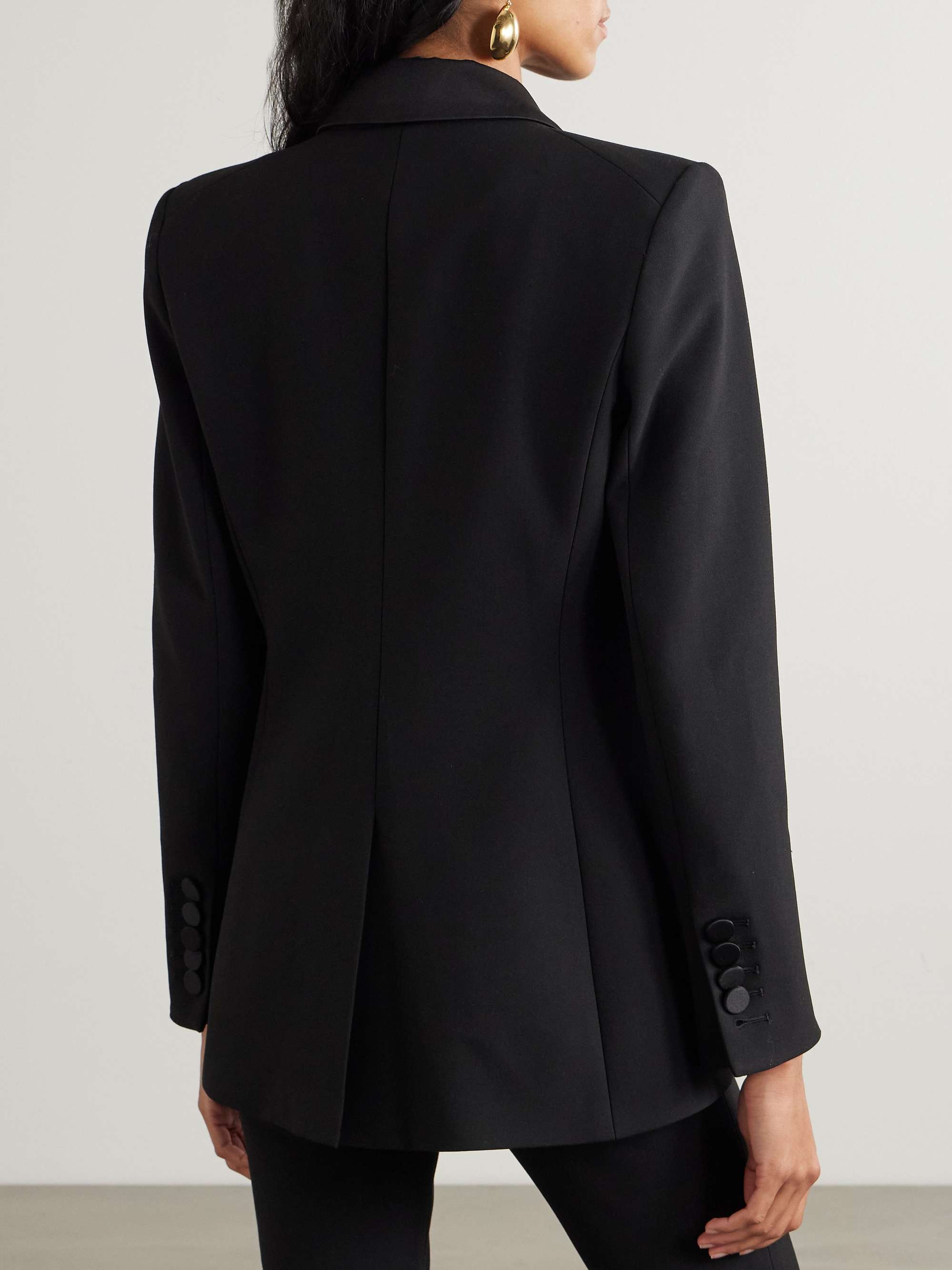 Rickie Dickey double-breasted satin-trimmed crepe blazer view