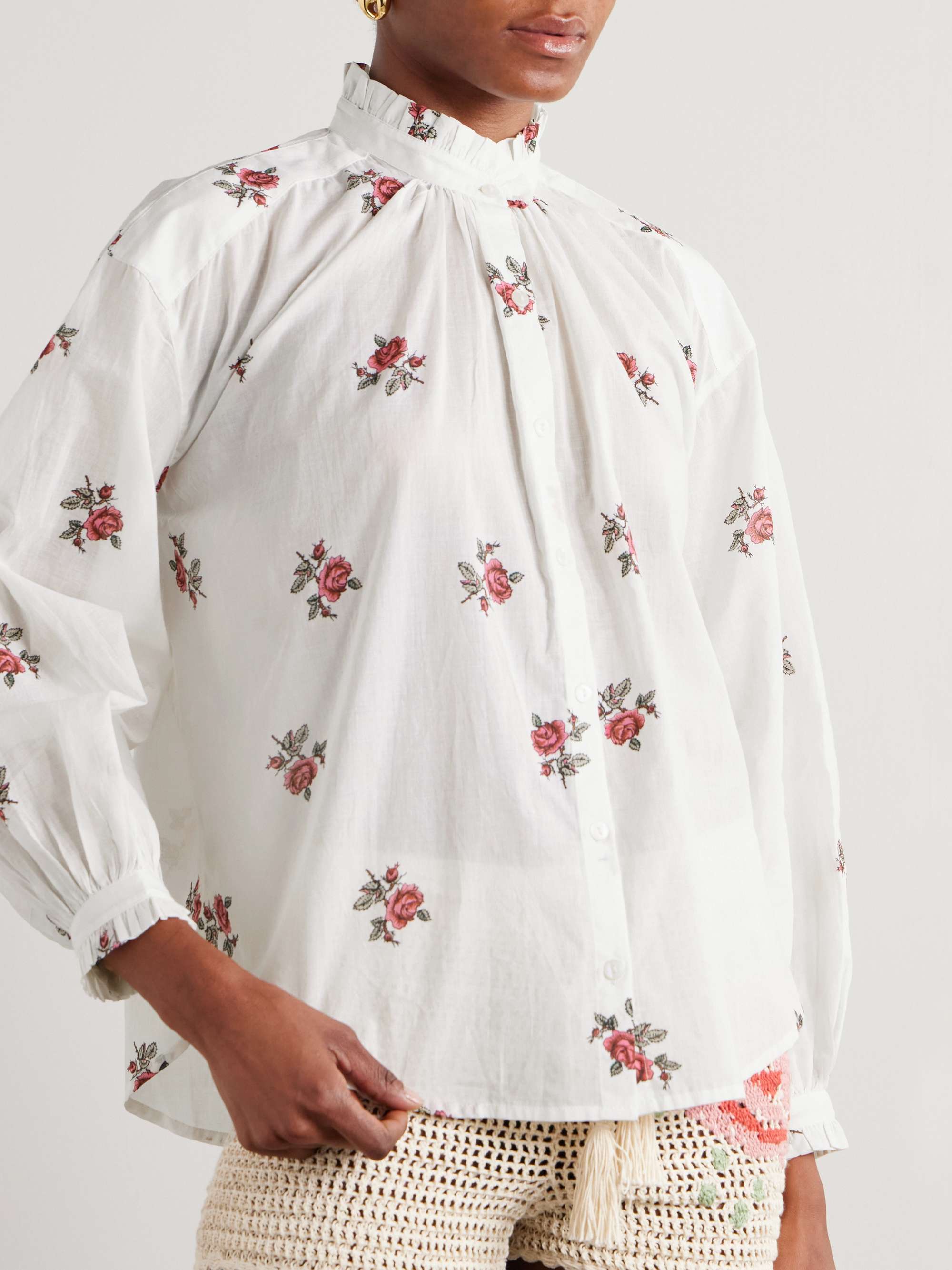 Poet floral-print cotton-poplin shirt view