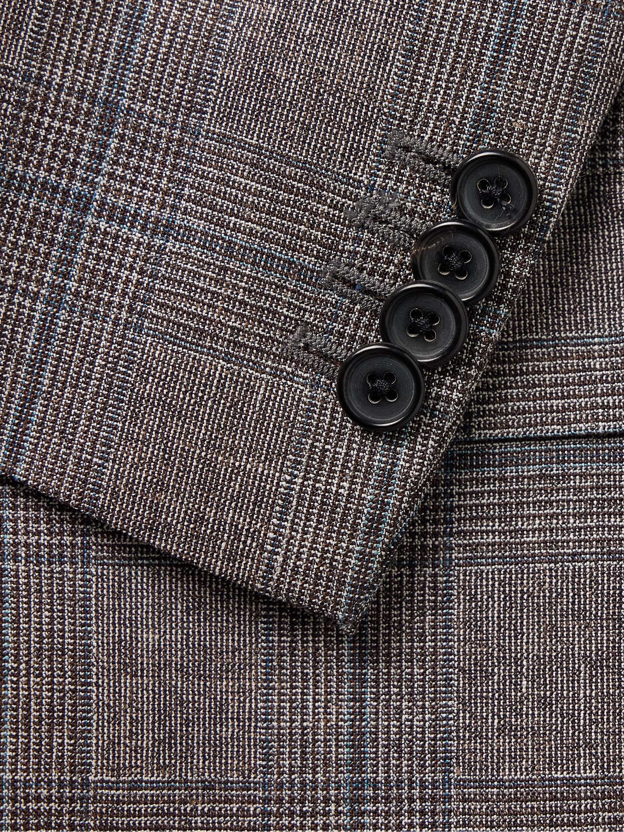 Double-Breasted Prince of Wales Checked Wool and Linen-Blend Suit Jacket view