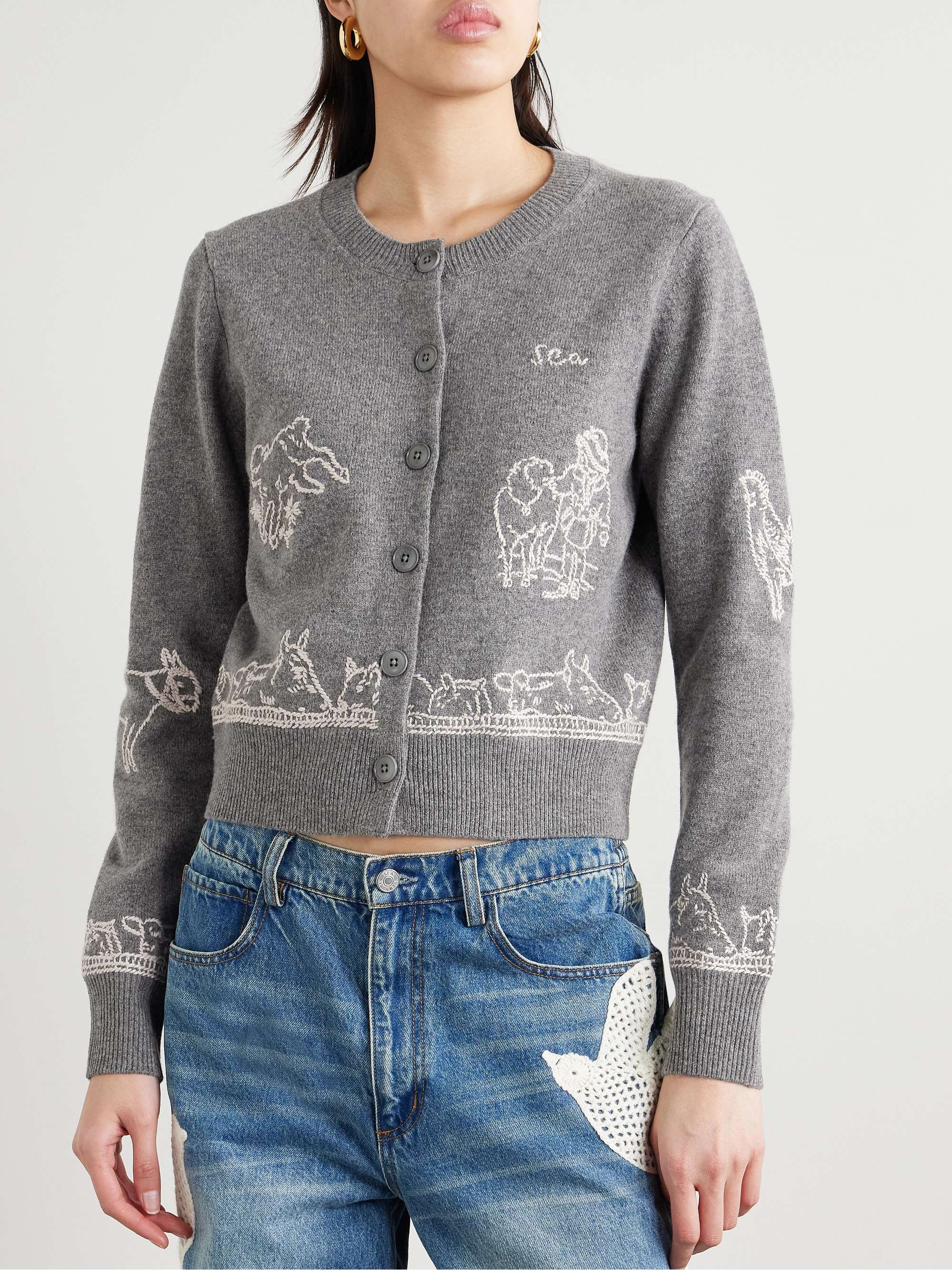Edin embroidered merino wool cardigan view