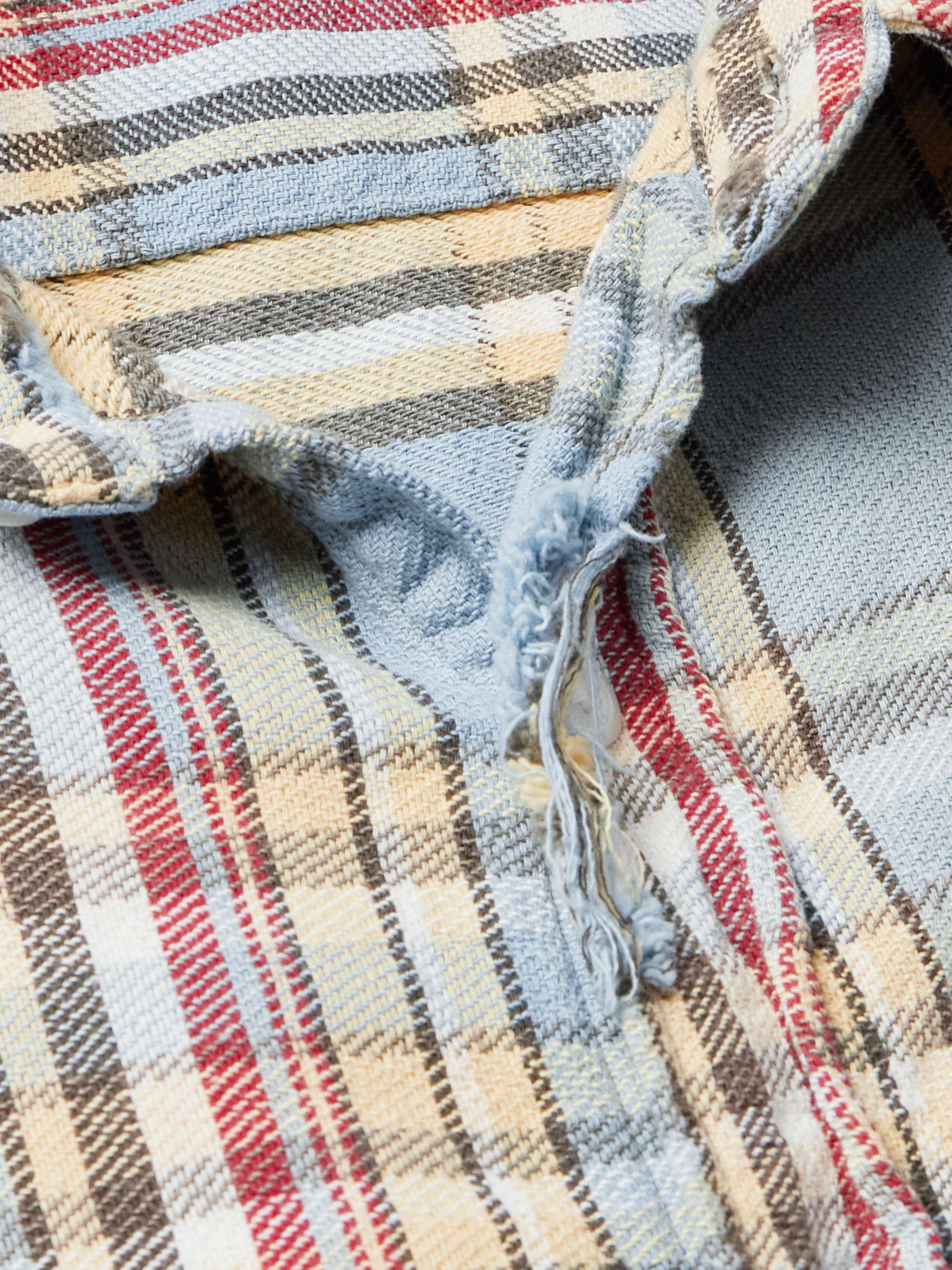 + LASTMAN Distressed Checked Cotton-Flannel Shirt view