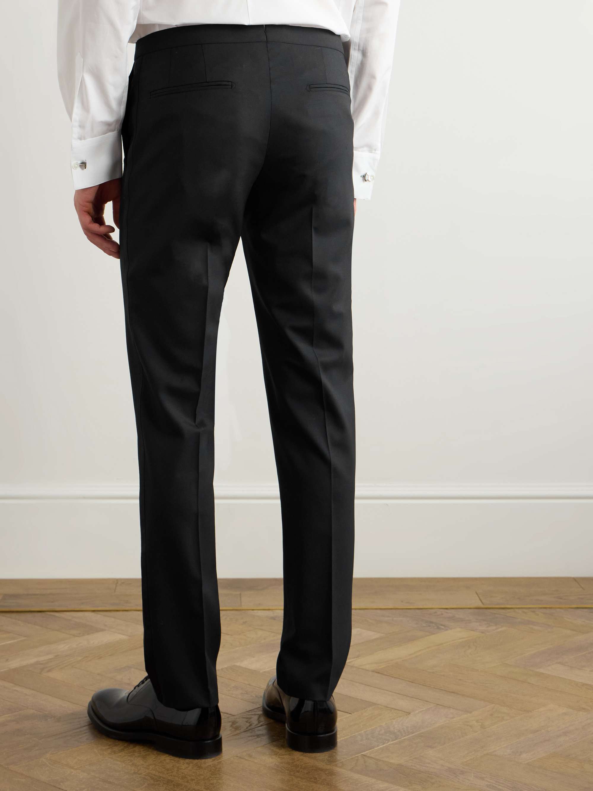 Slim-Fit Tapered Satin-Trimmed Virgin Wool Tuxedo Trousers view