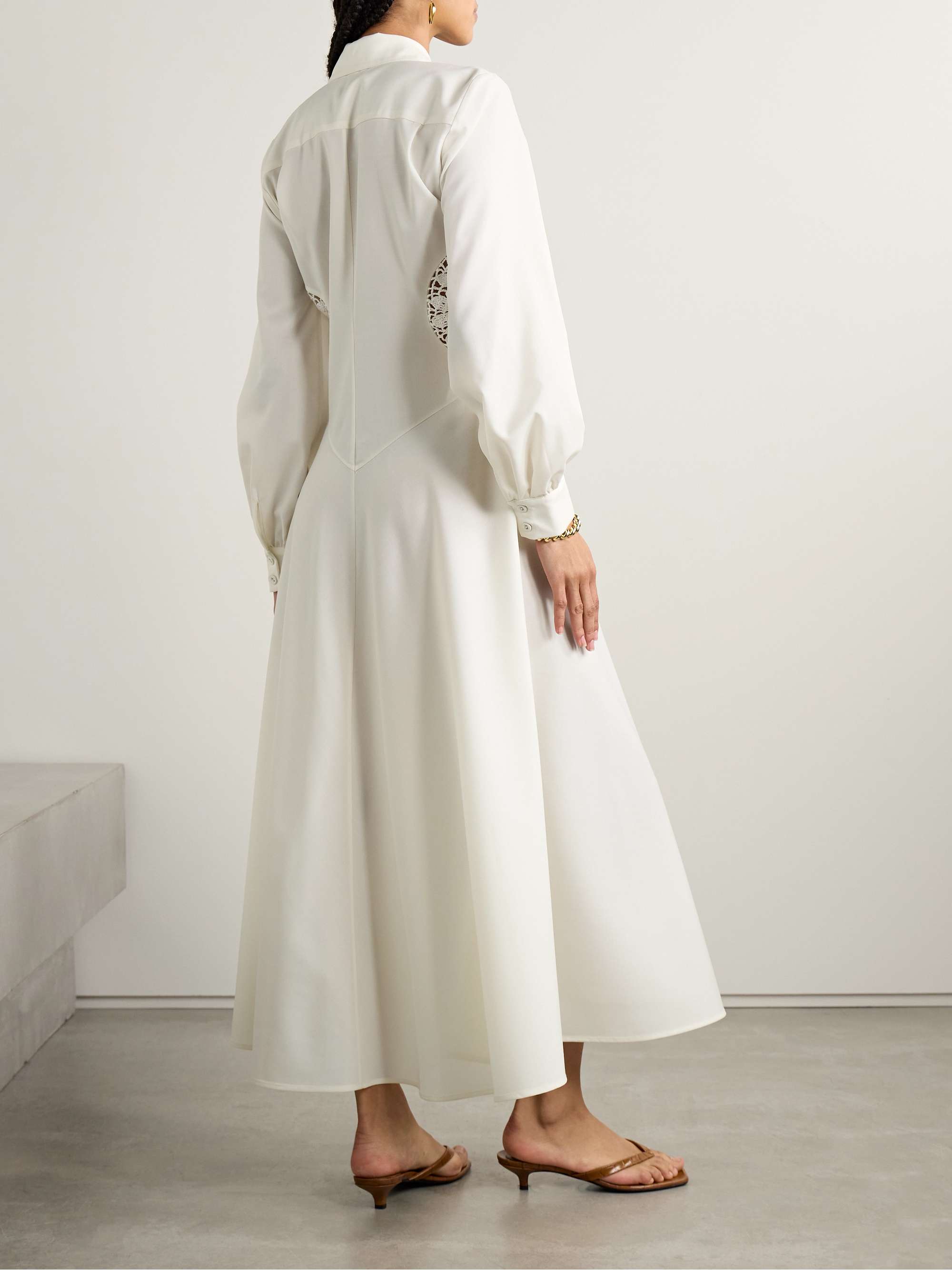 Lewis crocheted cotton-trimmed wool maxi shirt dress view