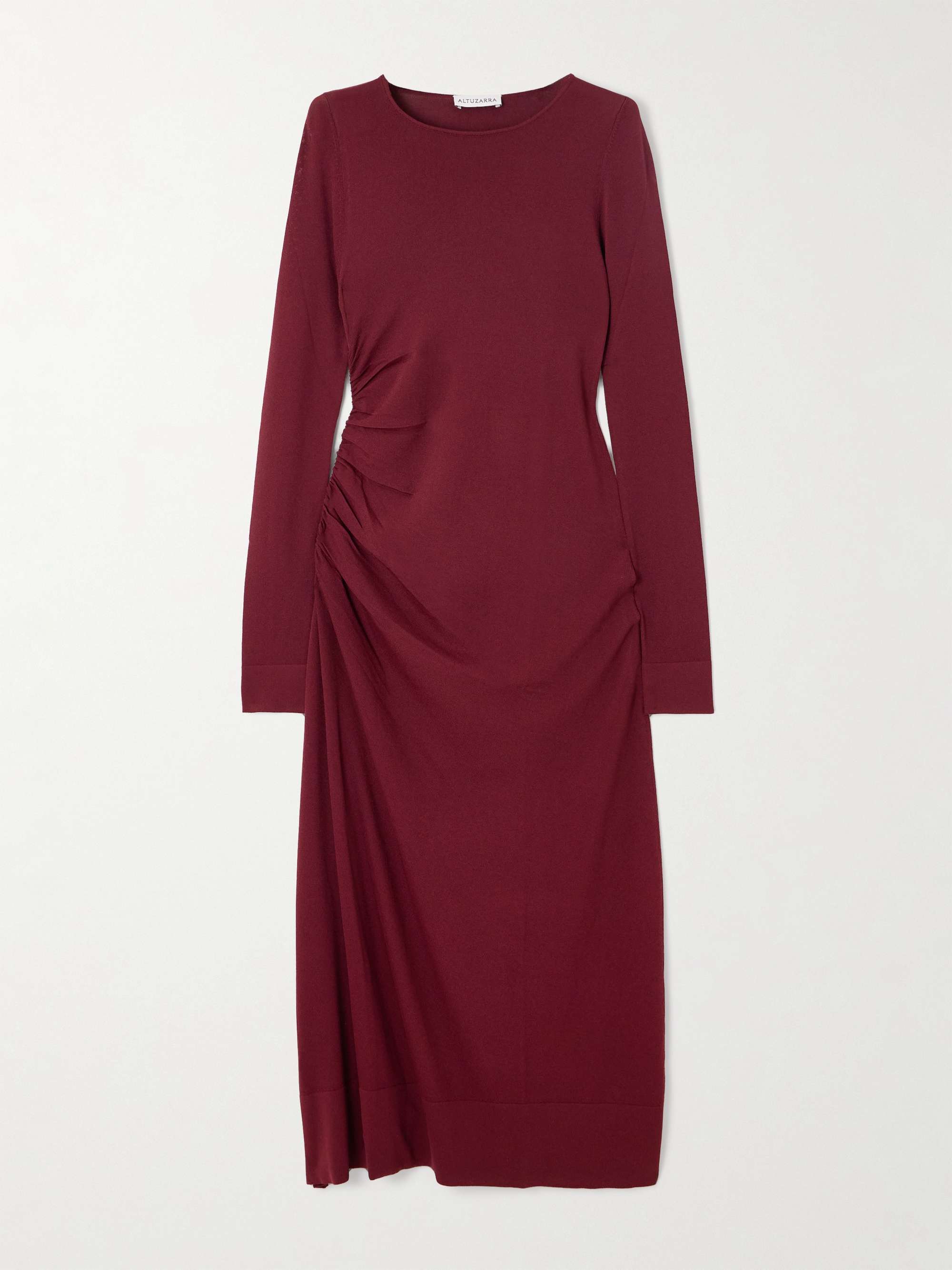 Robb ruched knitted midi dress hero visual