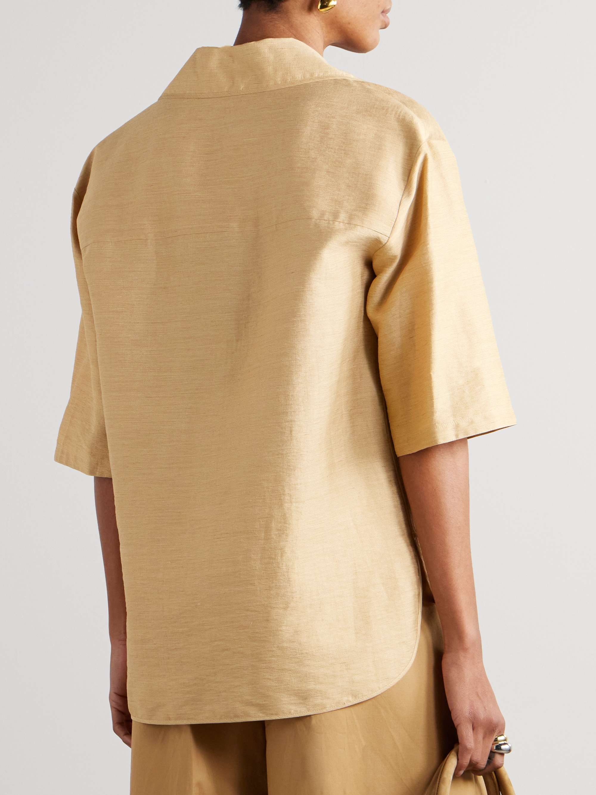 Osiride oversized appliquéd woven shirt view