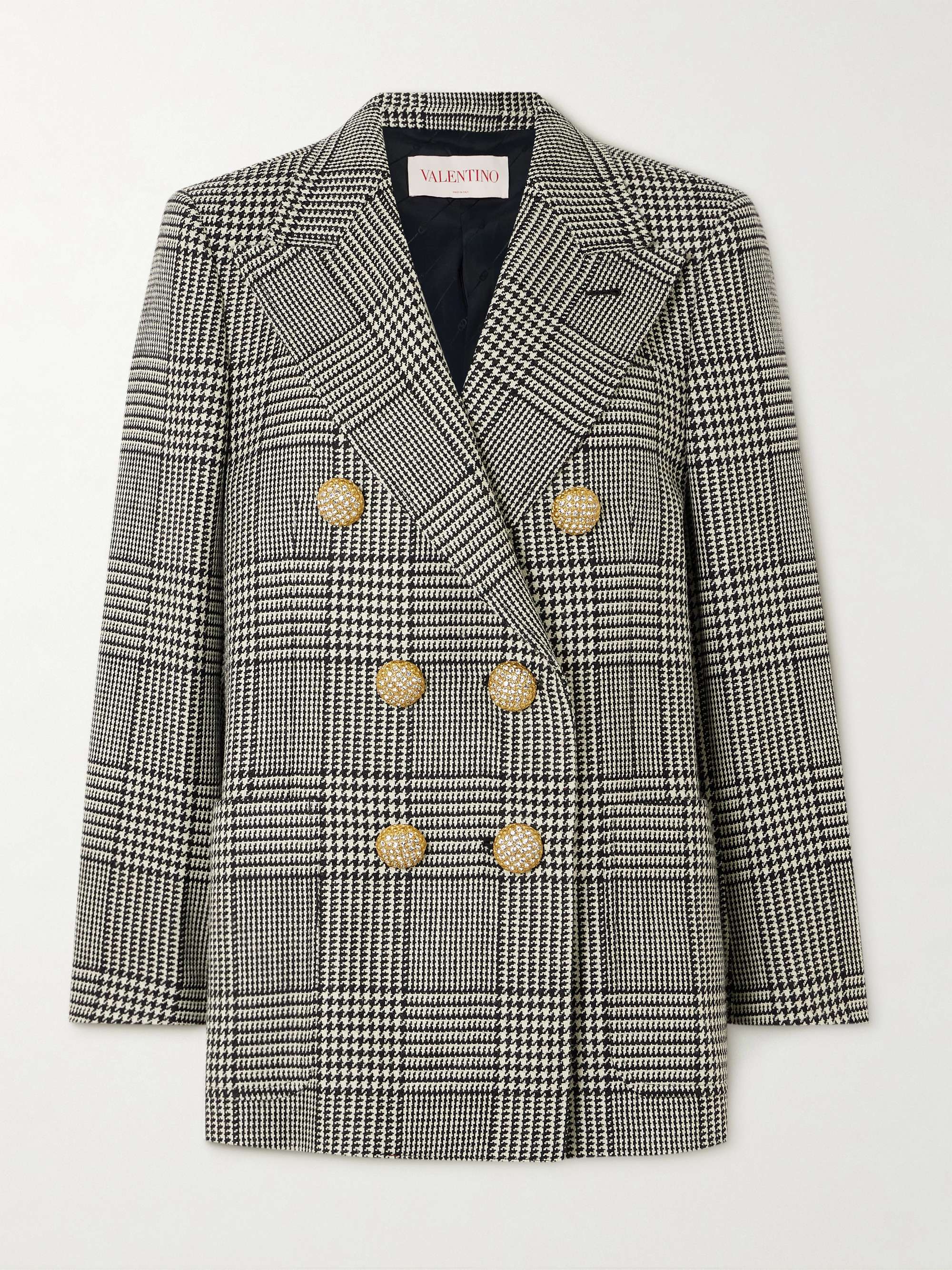 Double-breasted checked virgin wool-tweed blazer hero visual