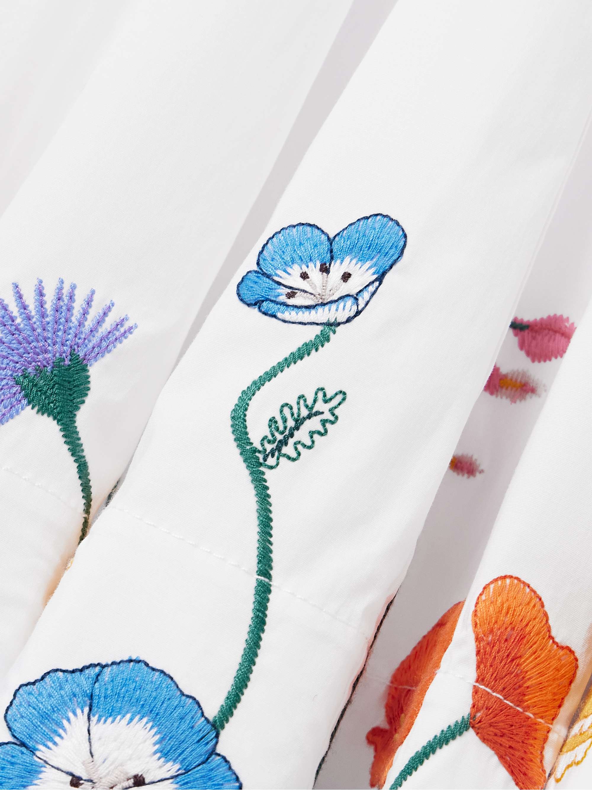 Wells pleated embroidered cotton-blend poplin midi dress view