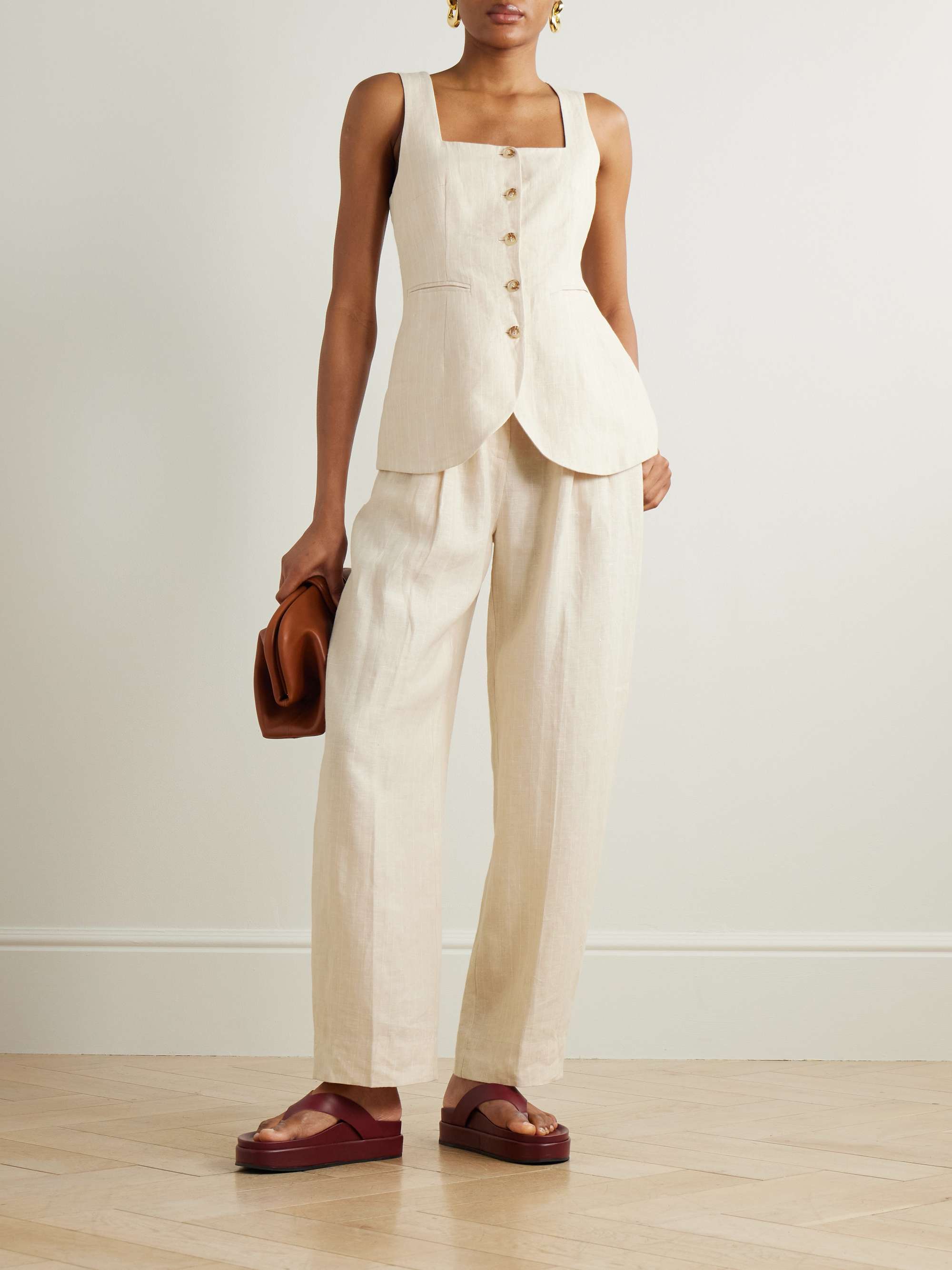 Lucille pinstriped linen vest view