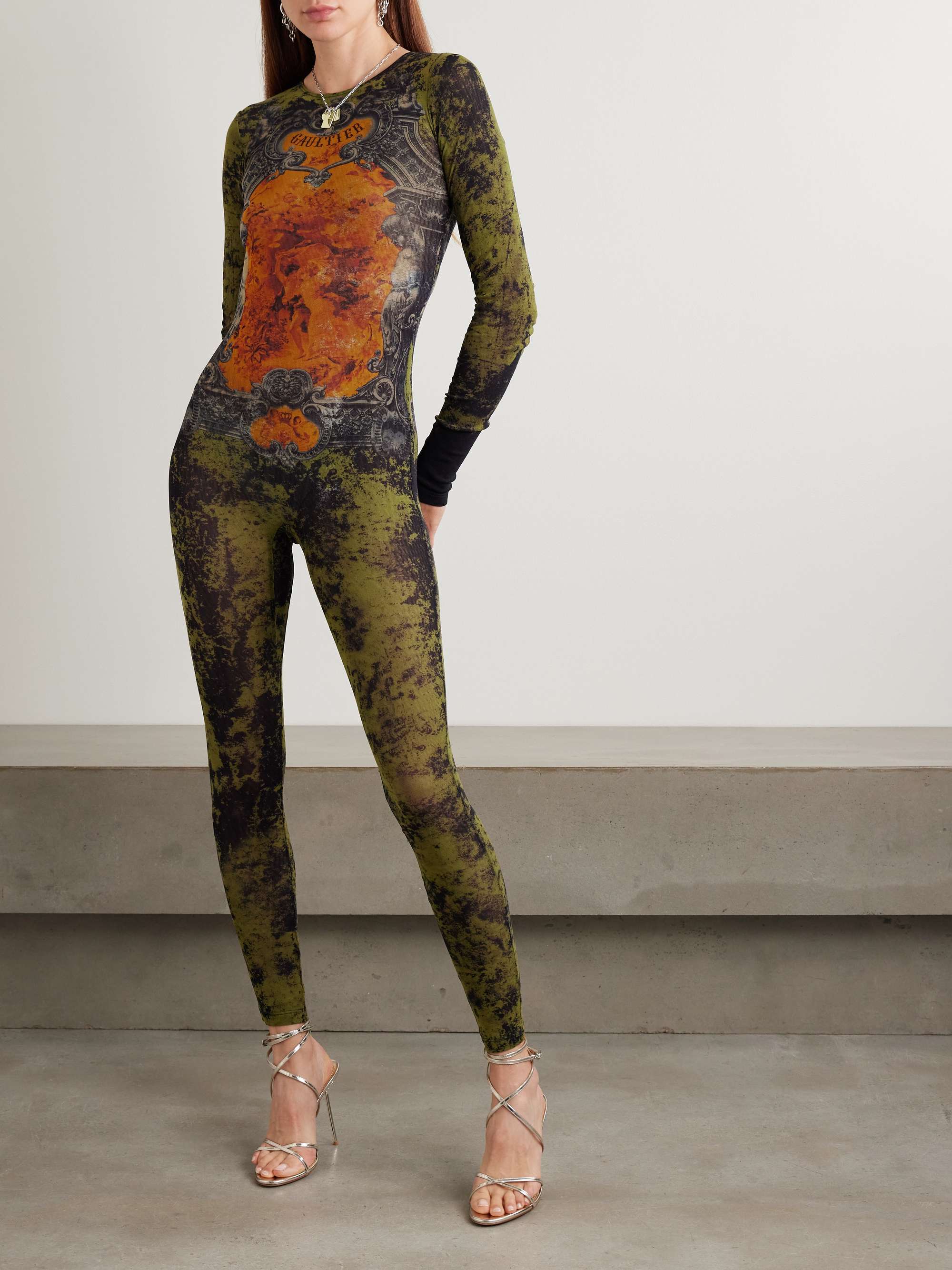 Printed mesh jumpsuit view