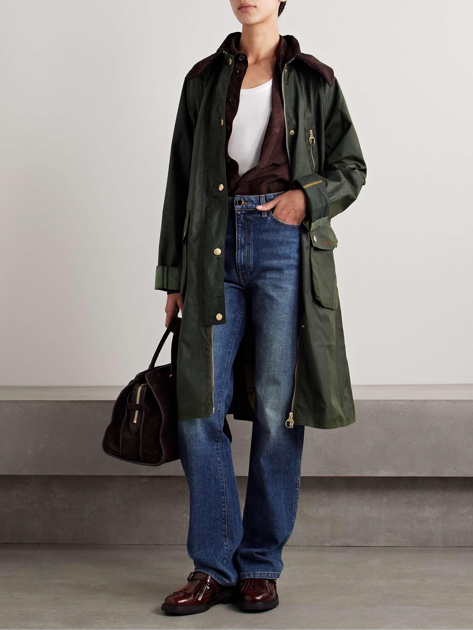 Ebberston cotton-corduroy trimmed waxed-cotton jacket view