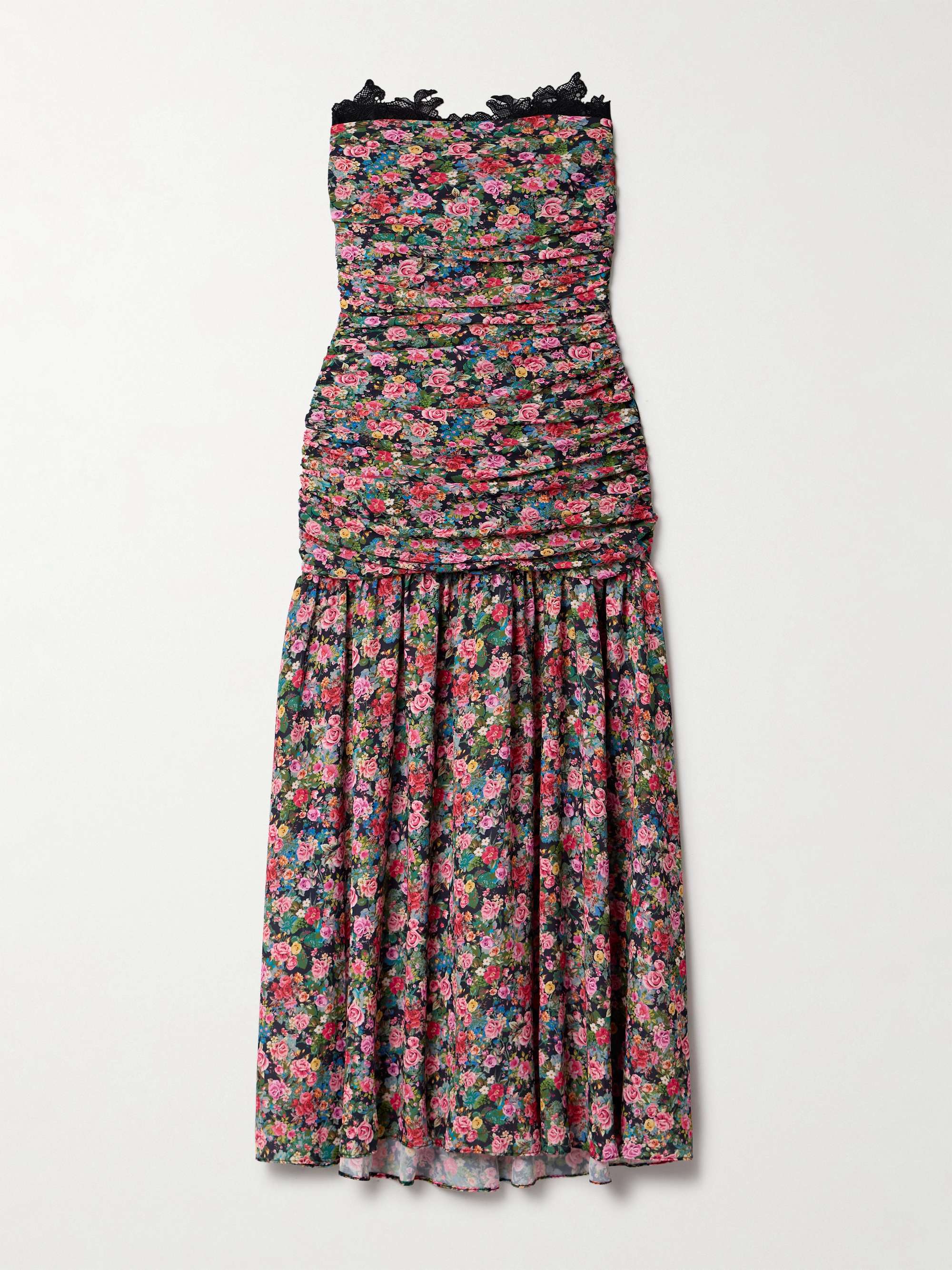 Viola lace-trimmed floral-print chiffon midi dress hero visual
