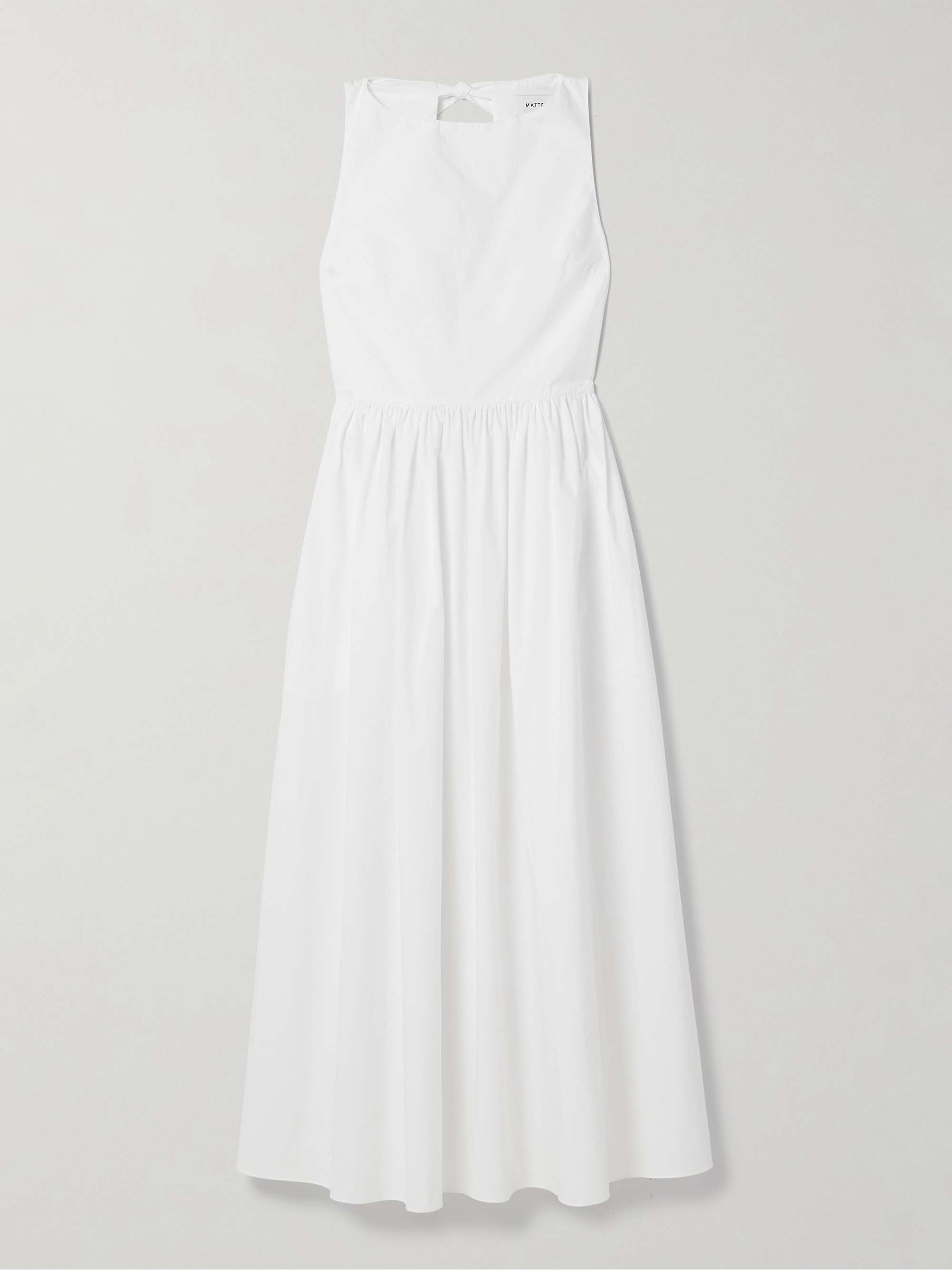 Tie-detailed gathered organic cotton midi dress hero visual