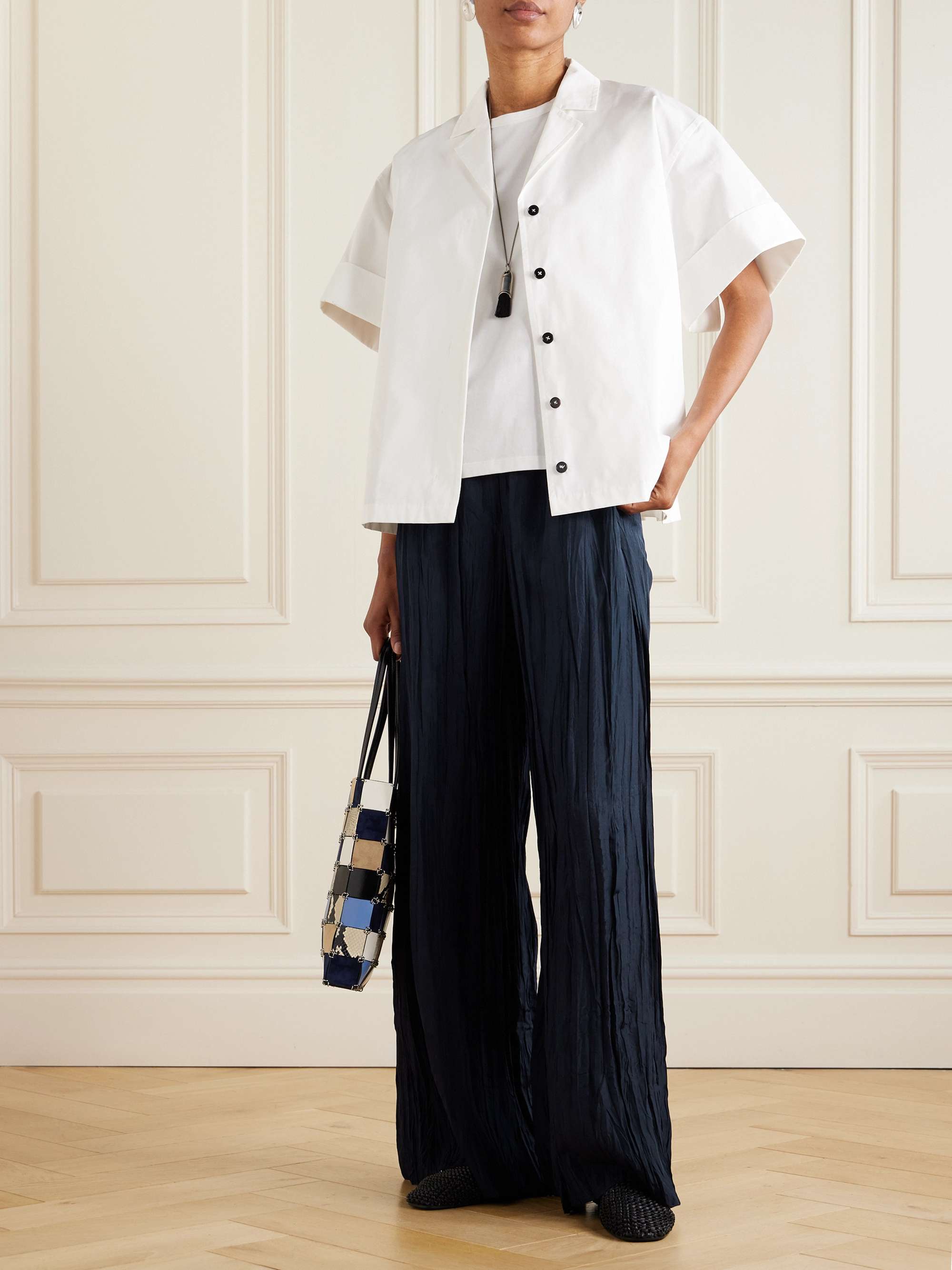 Thoresby crinkled silk-habotai wide-leg pants view